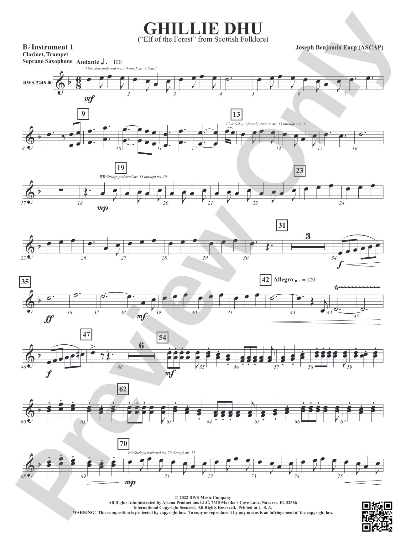 Ghillie Dhu - "Elf of the Forest" from Scottish Folklore: Part 1 - B-flat Instruments