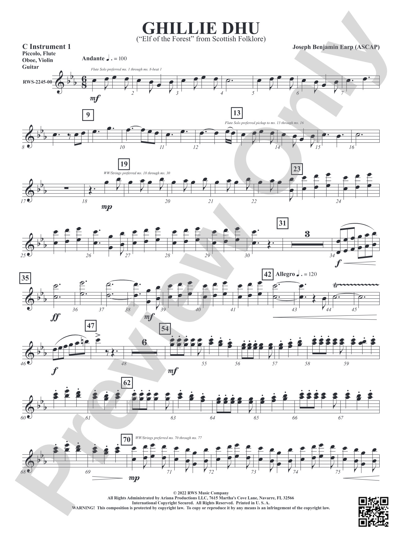 Ghillie Dhu - "Elf of the Forest" from Scottish Folklore: Part 1 - C Instruments T.C.