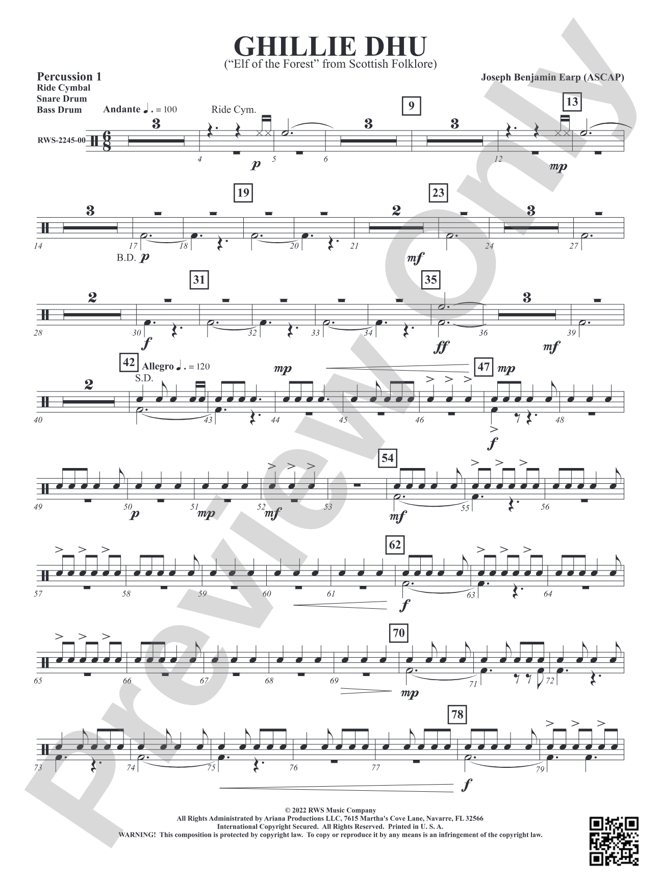 Ghillie Dhu - "Elf of the Forest" from Scottish Folklore: 1st Percussion