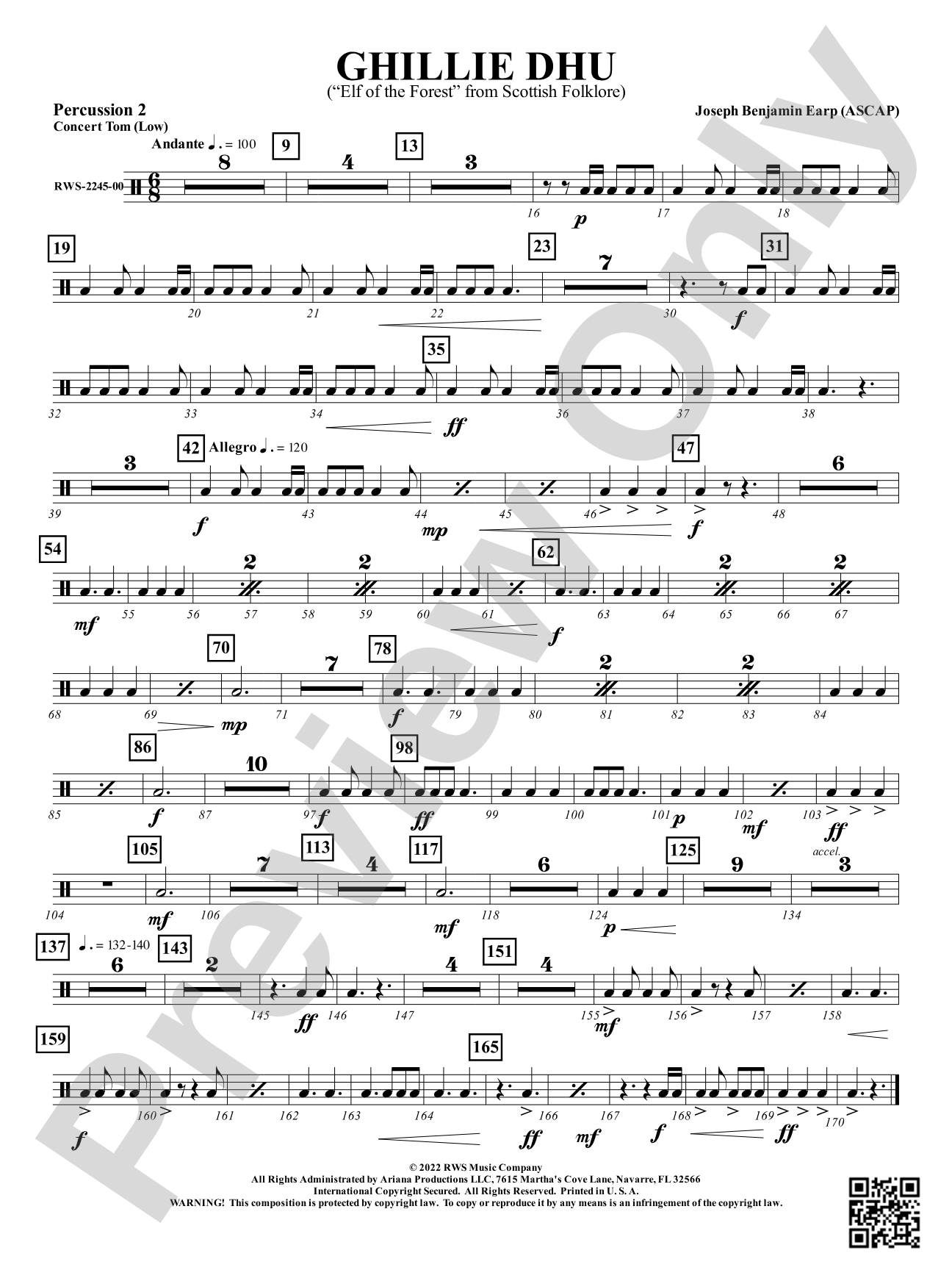 Ghillie Dhu - "Elf of the Forest" from Scottish Folklore: 2nd Percussion