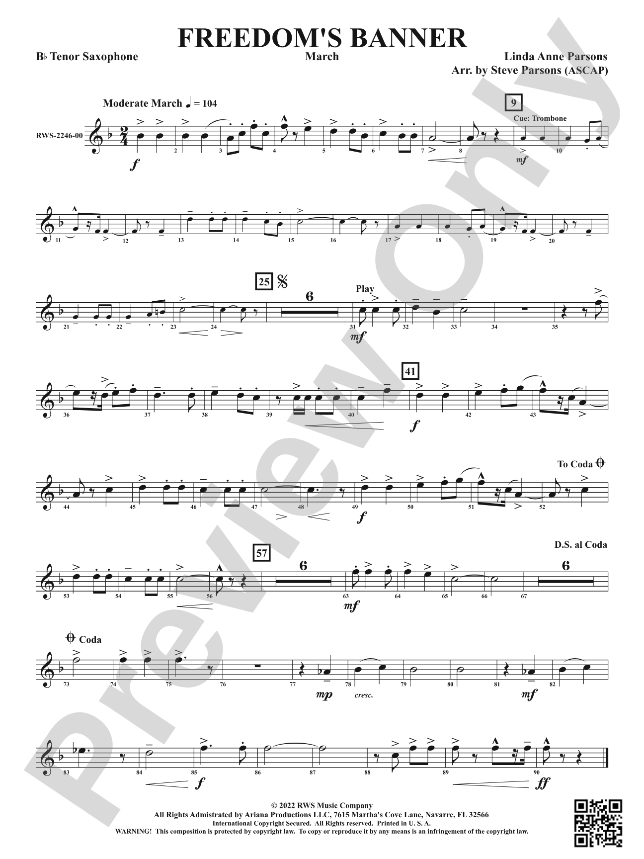 Freedom's Banner - March: B-flat Tenor Saxophone