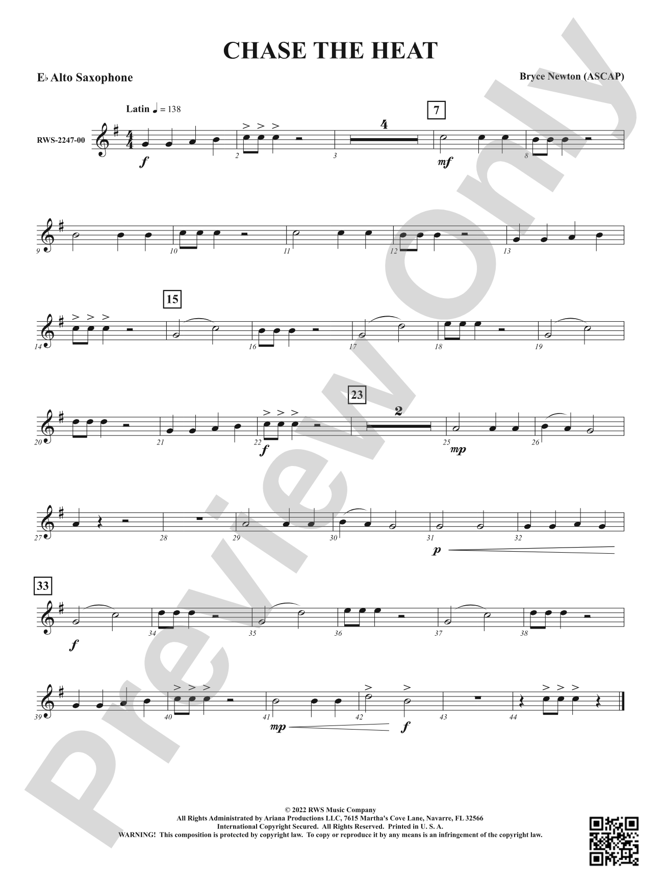 Chase the Heat: 1st E-flat Alto Saxophone