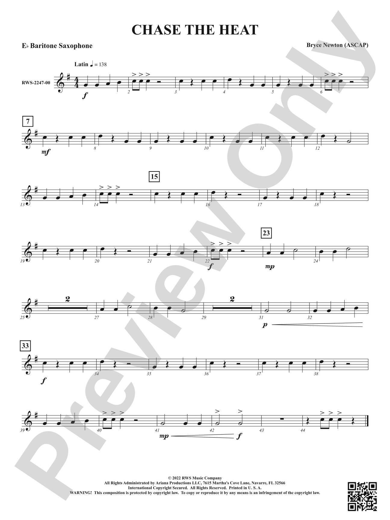 Chase the Heat: E-flat Baritone Saxophone