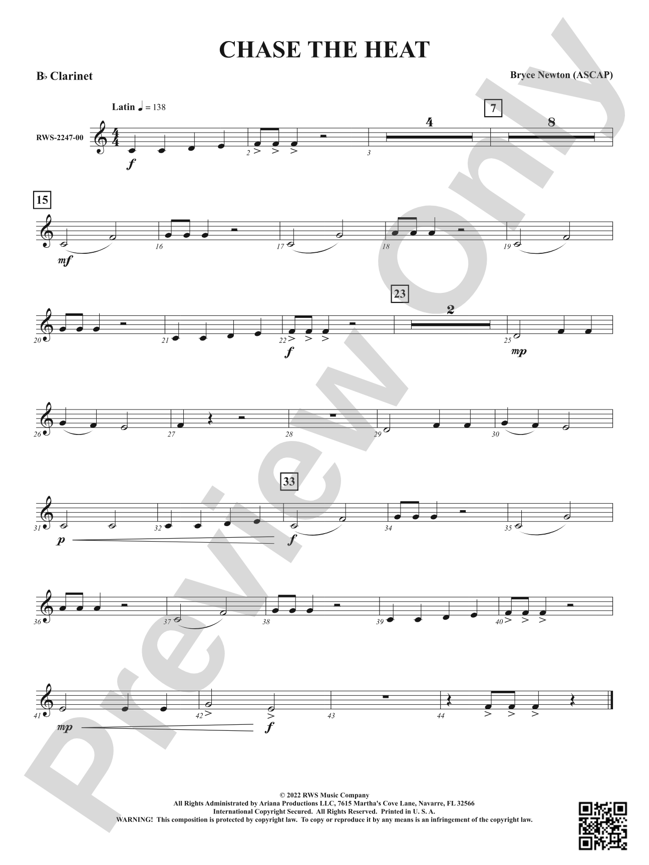 Chase the Heat: 1st B-flat Clarinet