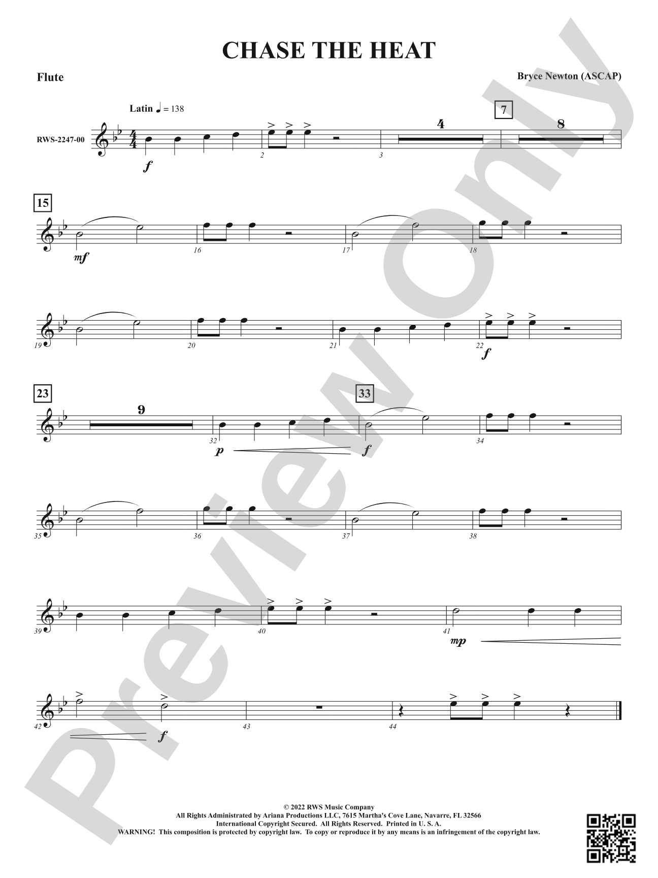 Chase the Heat: 1st Flute