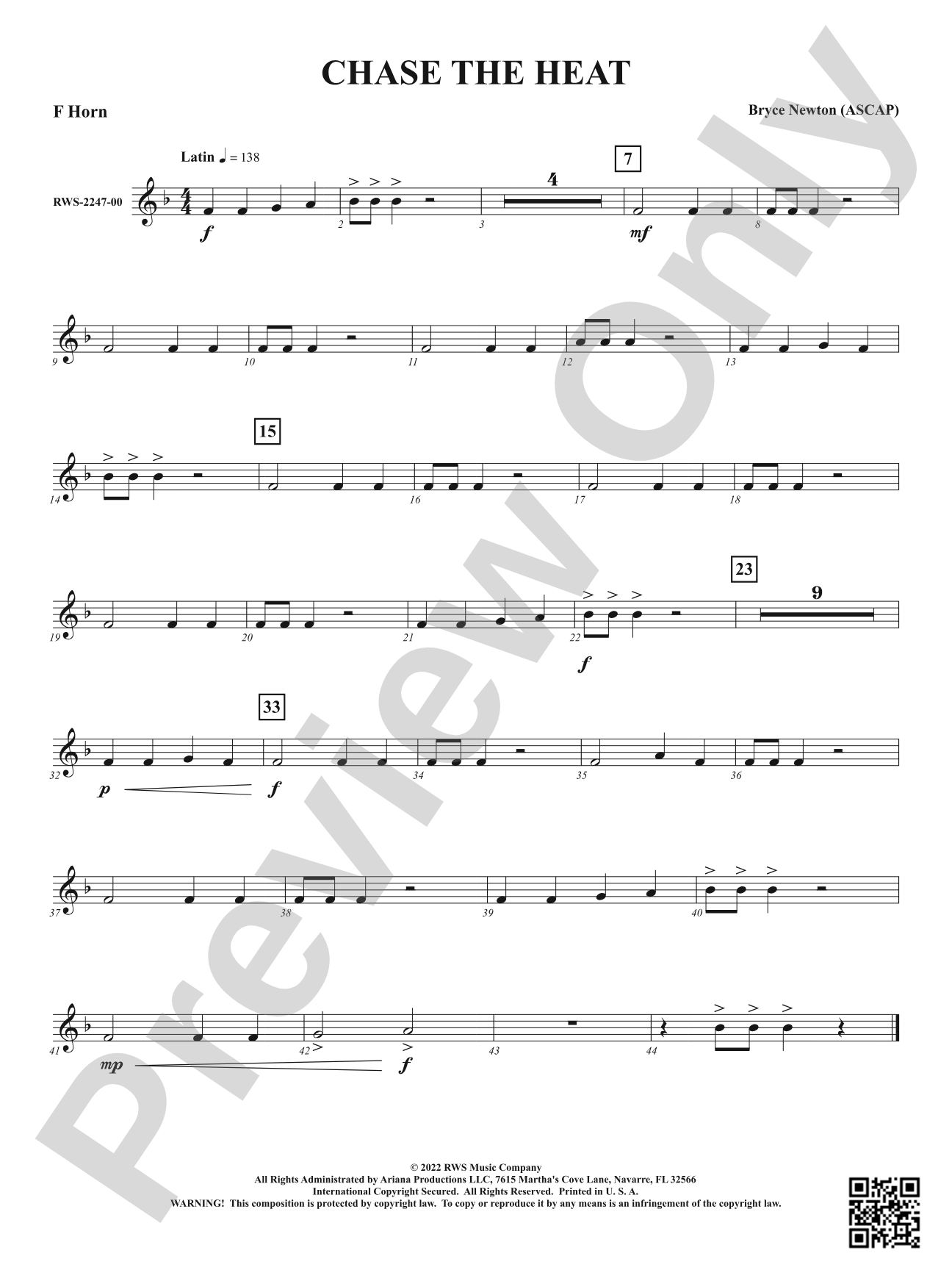 Chase the Heat: 1st F Horn