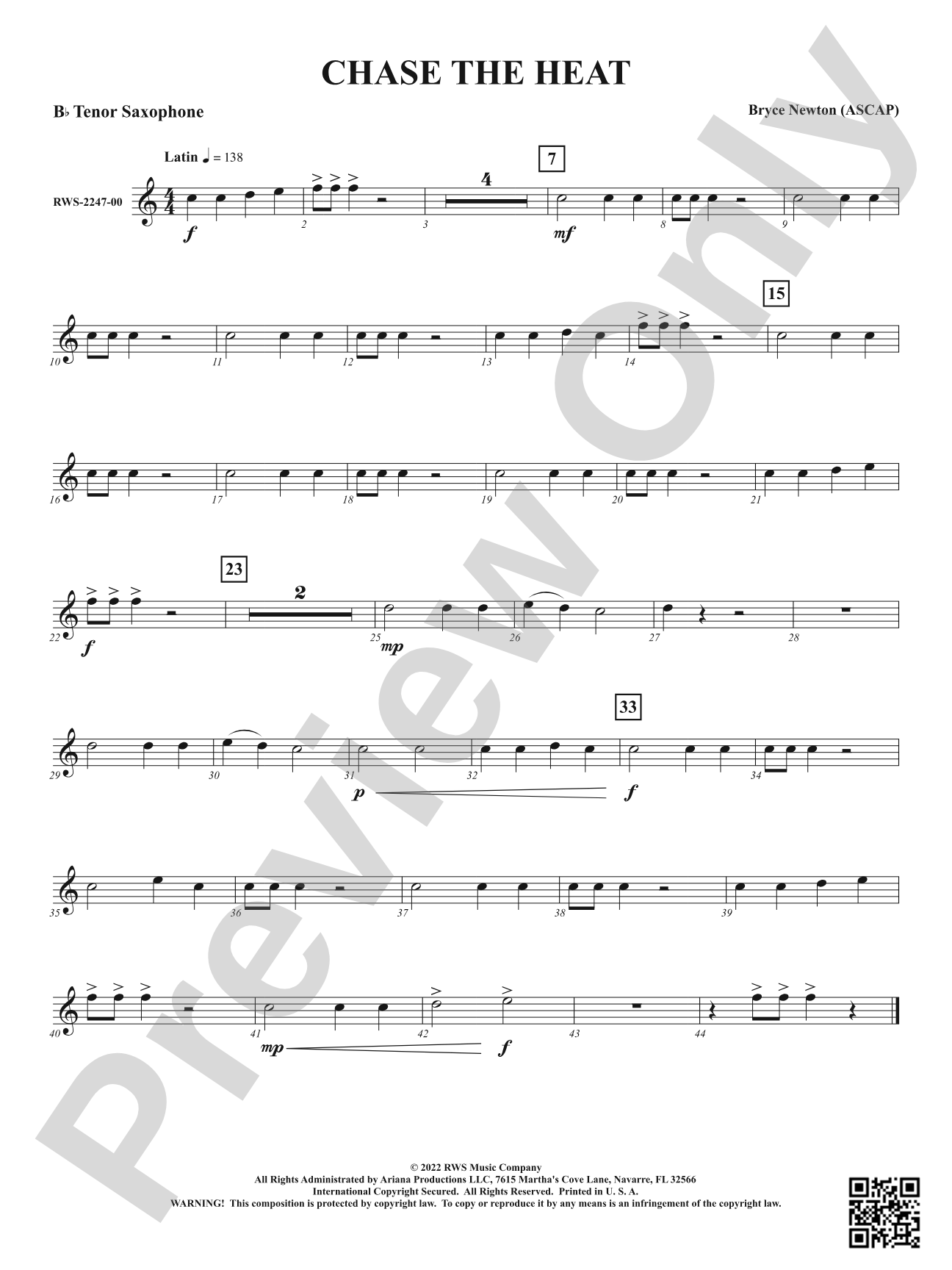 Chase the Heat: B-flat Tenor Saxophone