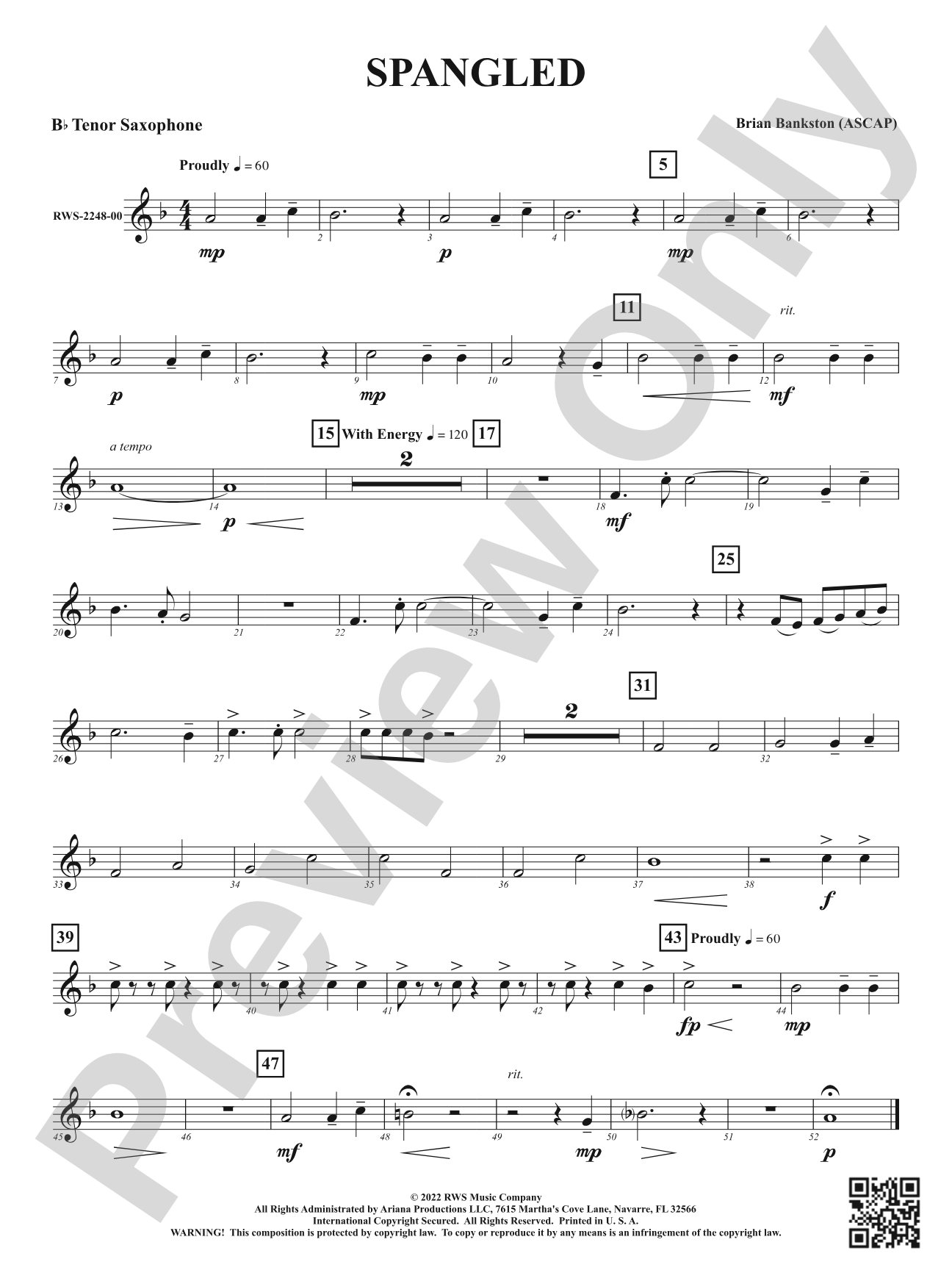 Spangled: B-flat Tenor Saxophone