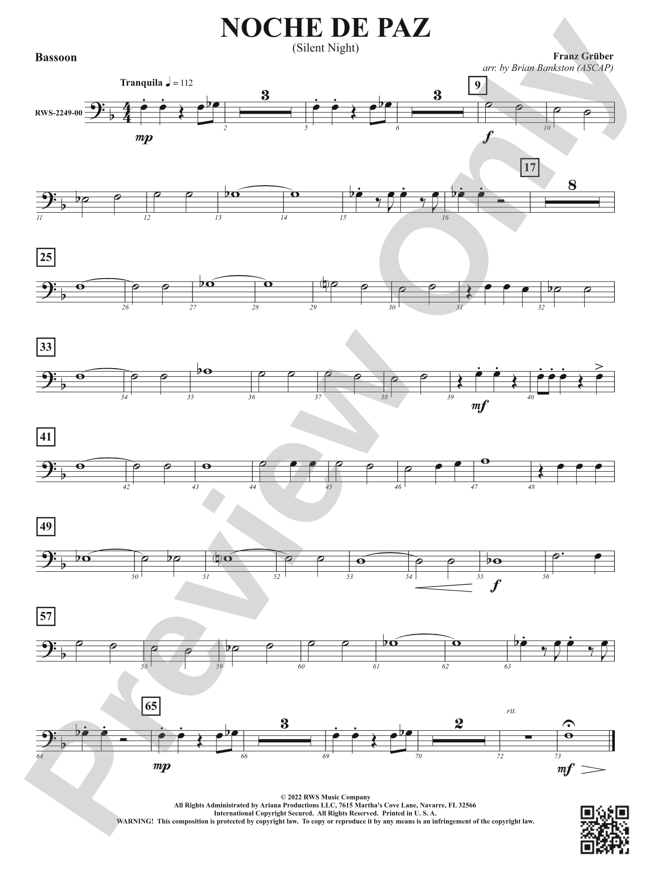 Noche de Paz - Silent Night: Bassoon