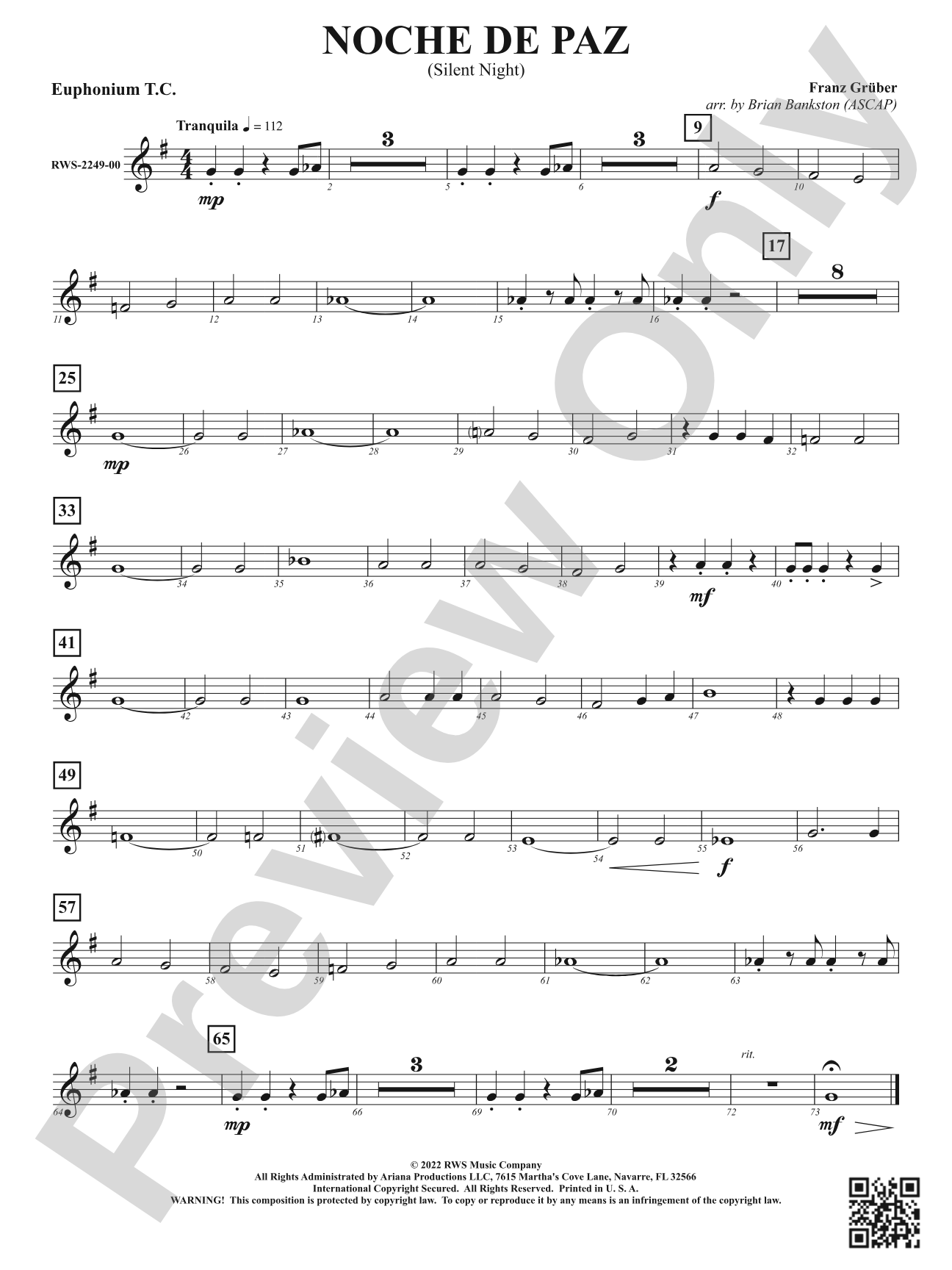 Noche de Paz - Silent Night: Baritone T.C.