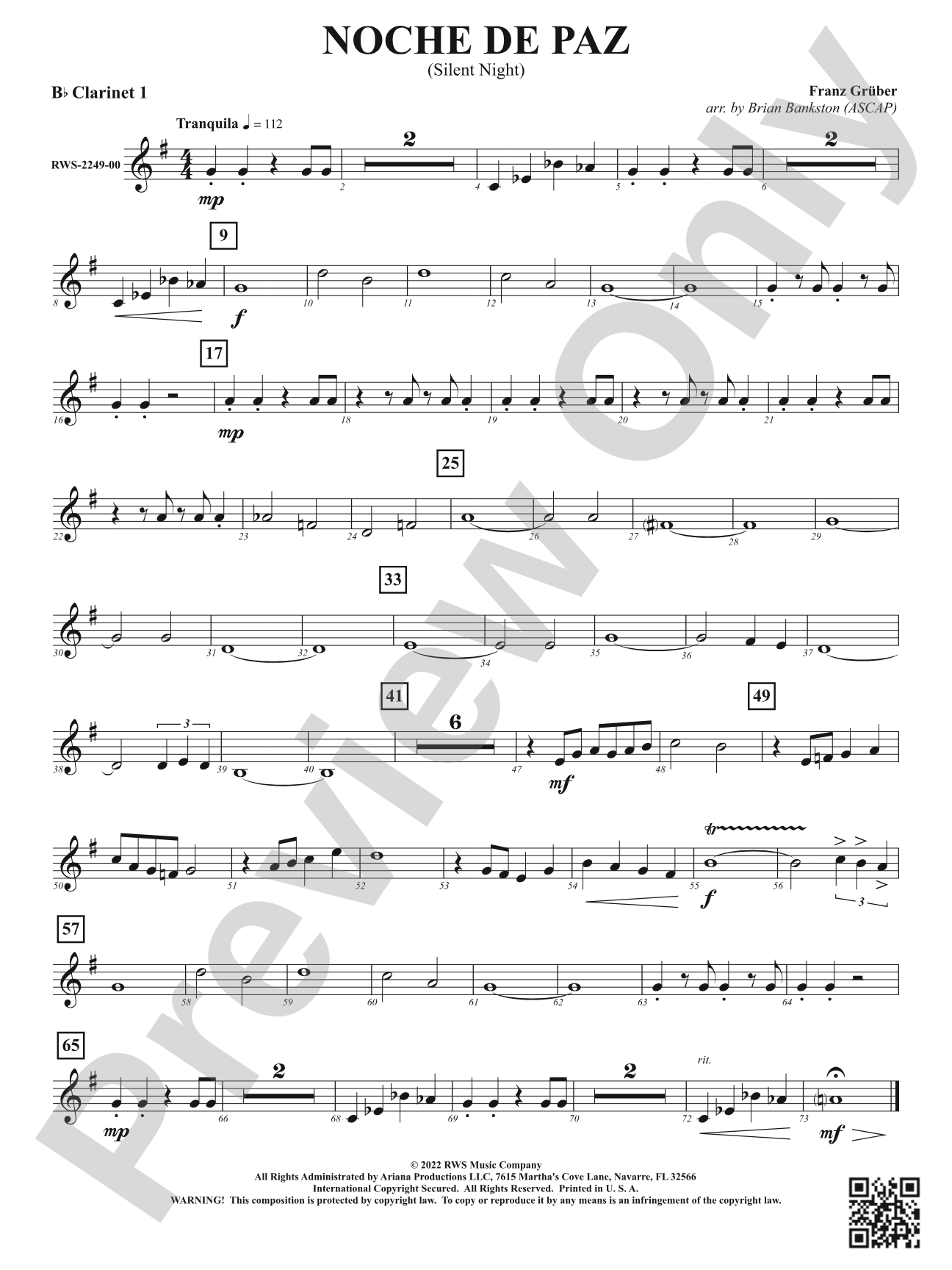 Noche de Paz - Silent Night: 1st B-flat Clarinet