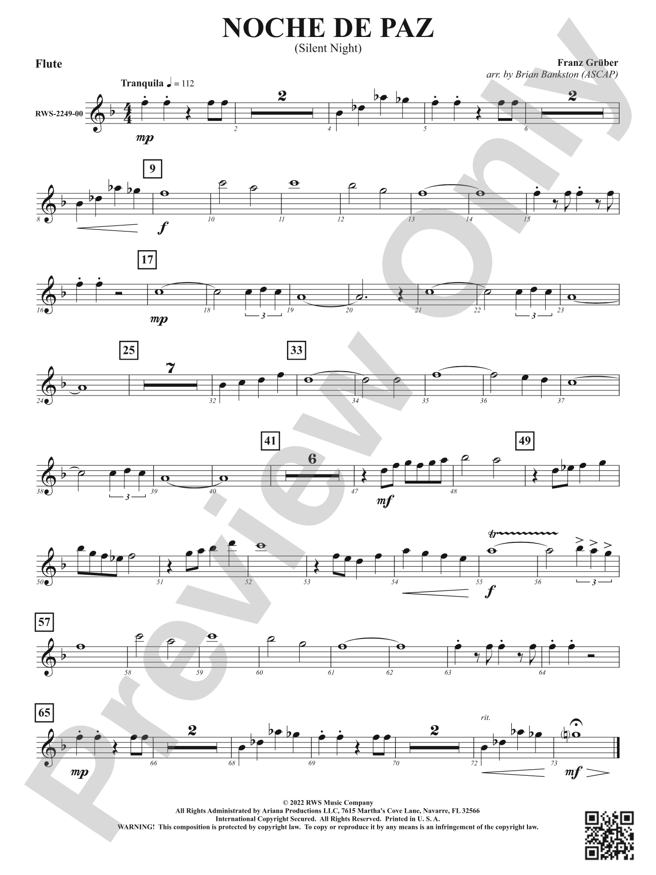 Noche de Paz - Silent Night: 1st Flute
