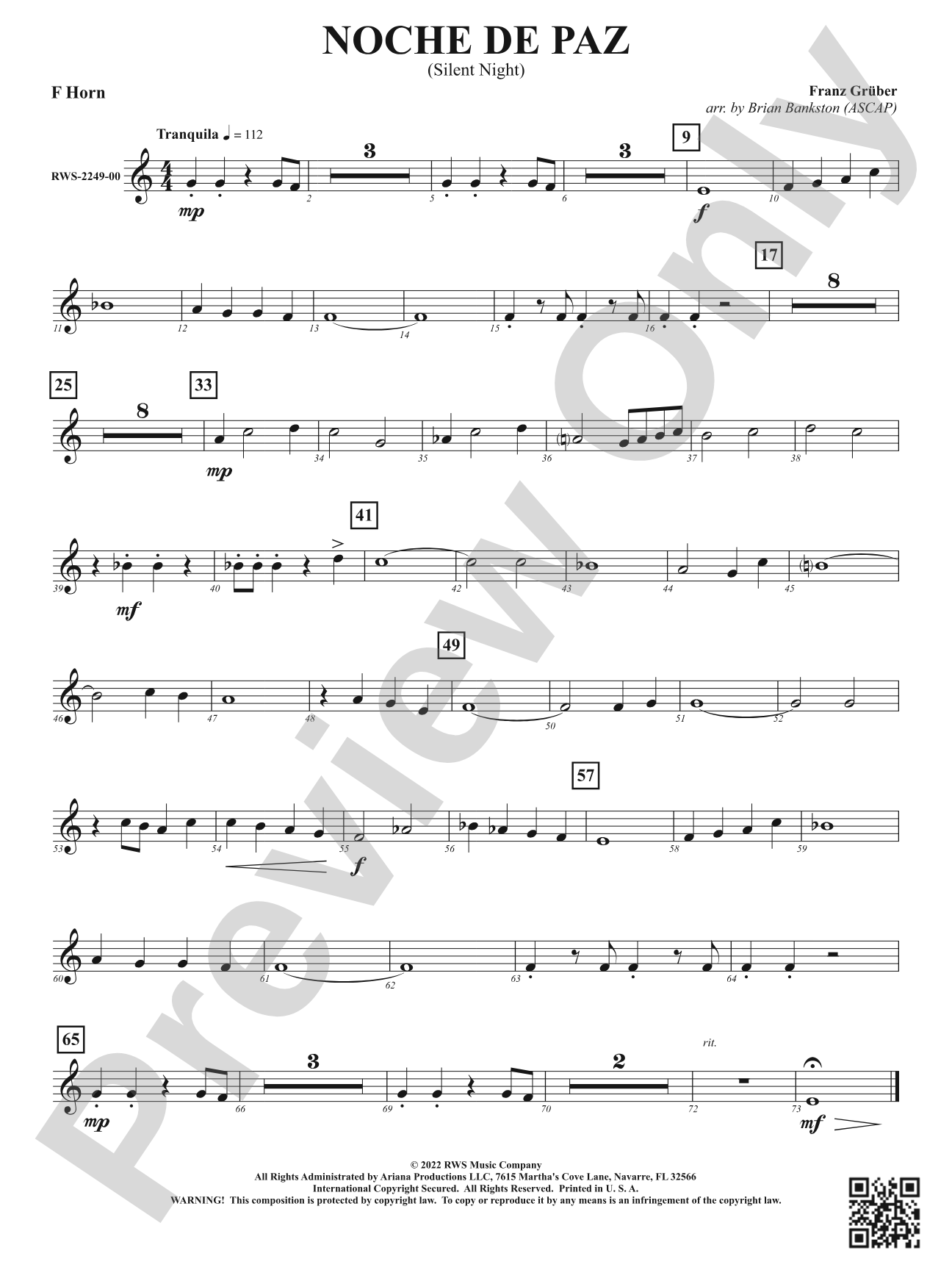 Noche de Paz - Silent Night: 1st F Horn