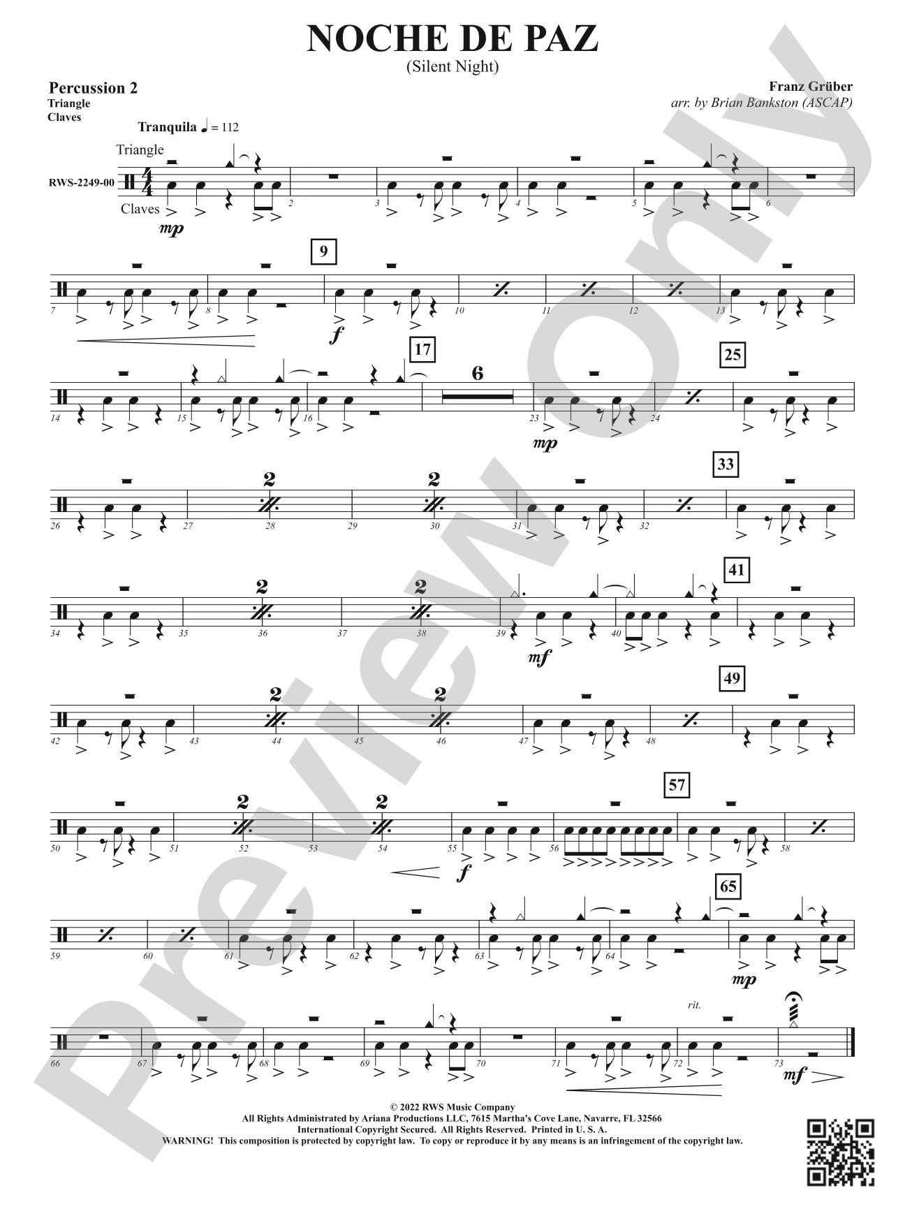 Noche de Paz - Silent Night: 2nd Percussion