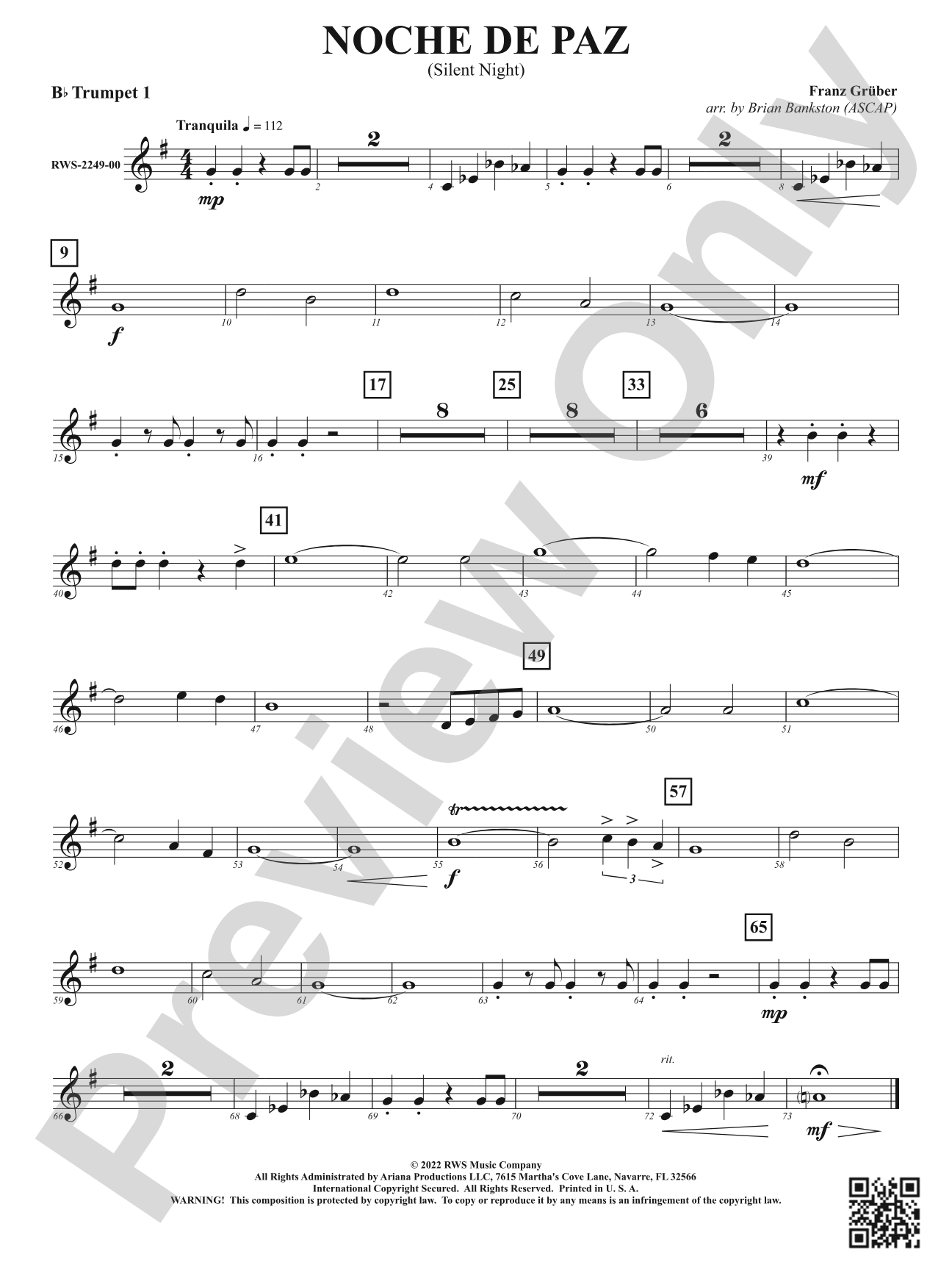 Noche de Paz - Silent Night: 1st B-flat Trumpet