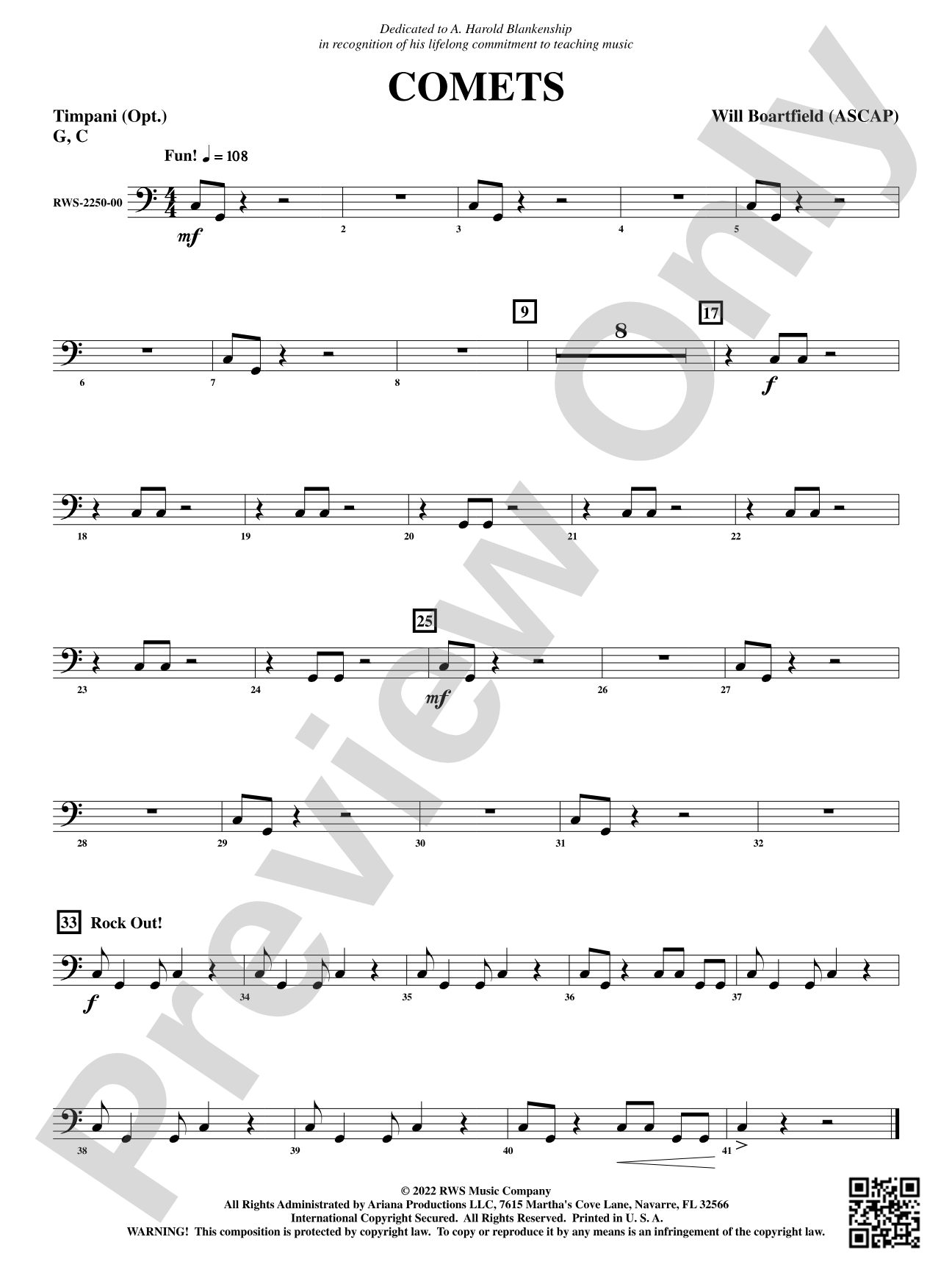 Comets: Optional Timpani