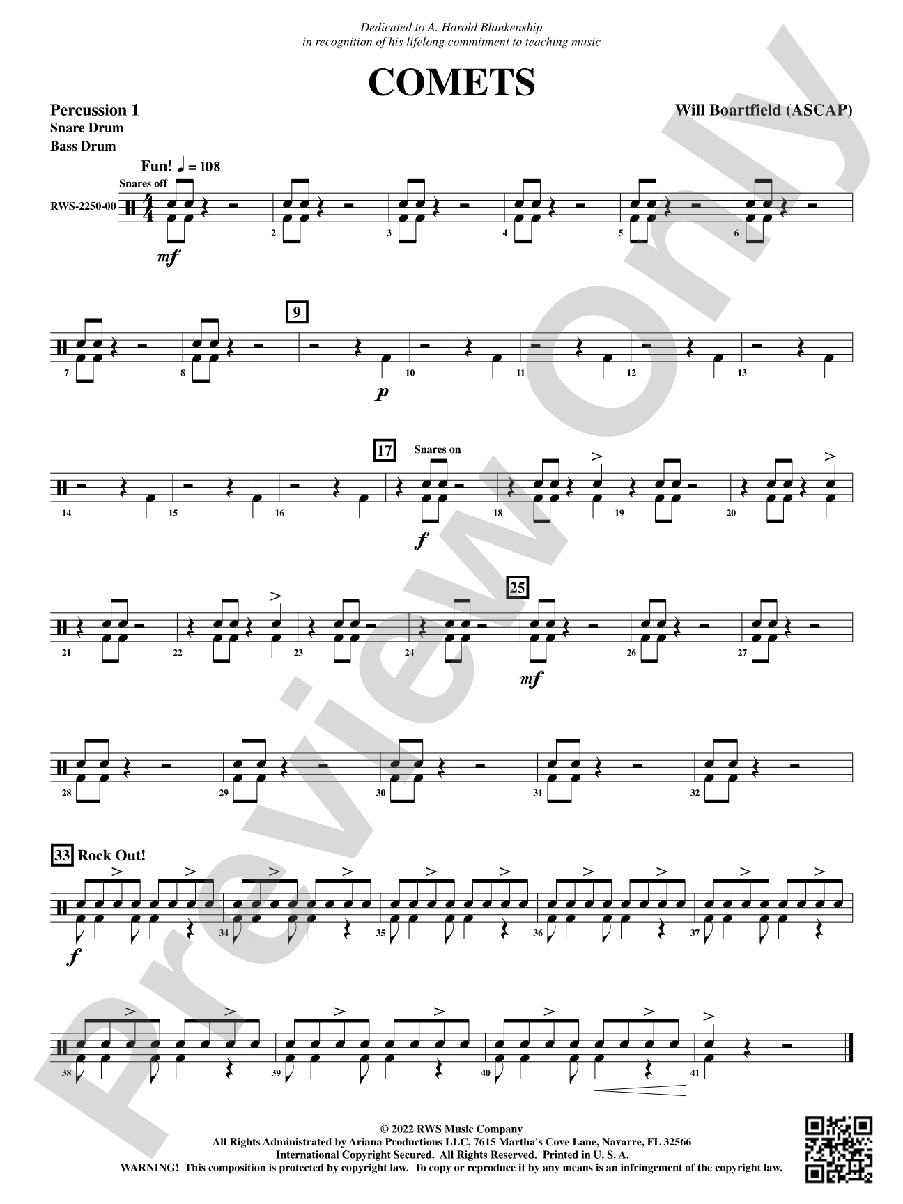 Comets: 1st Percussion