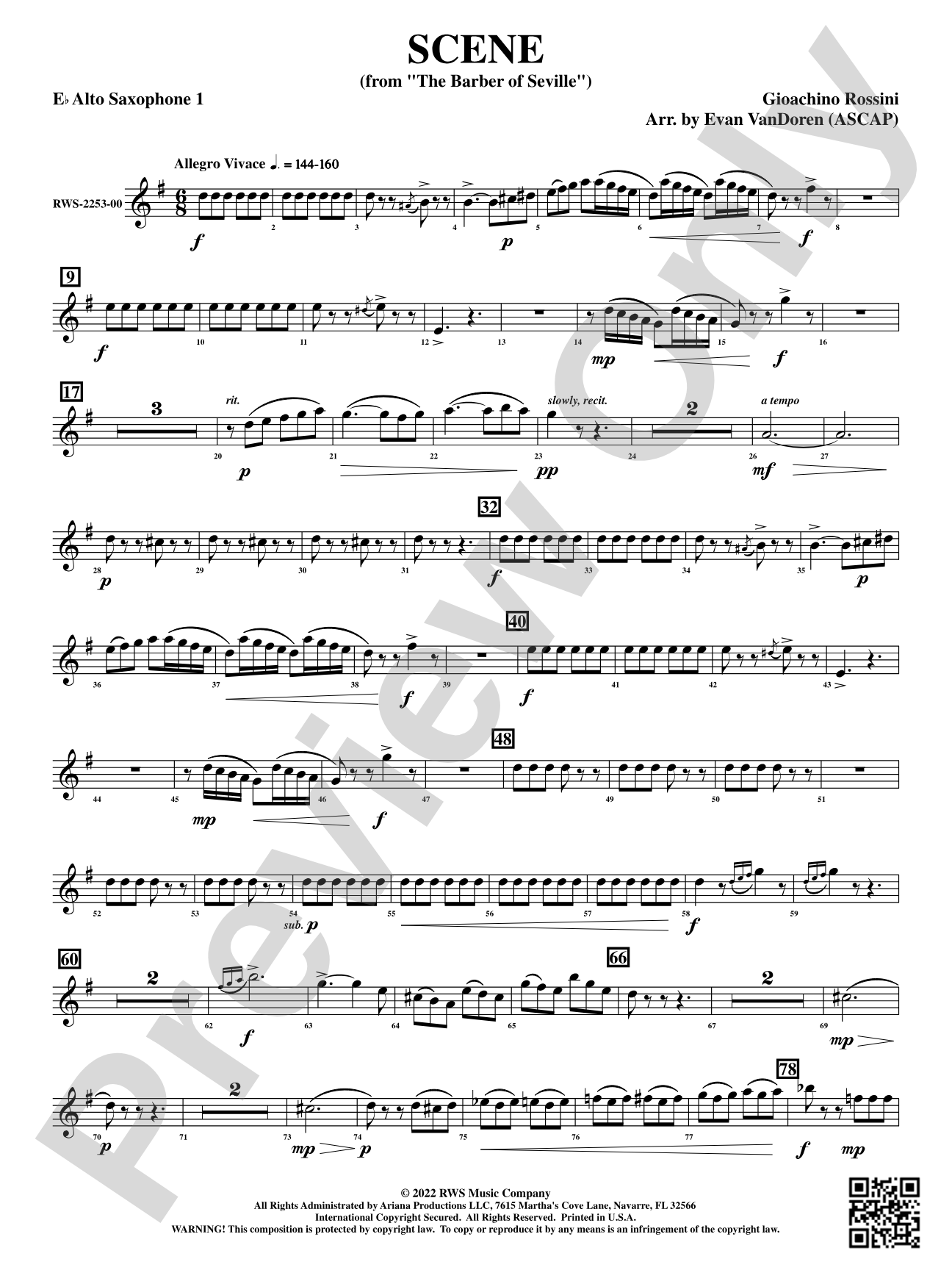Scene - From <i>The Barber of Seville</i>: 1st E-flat Alto Saxophone