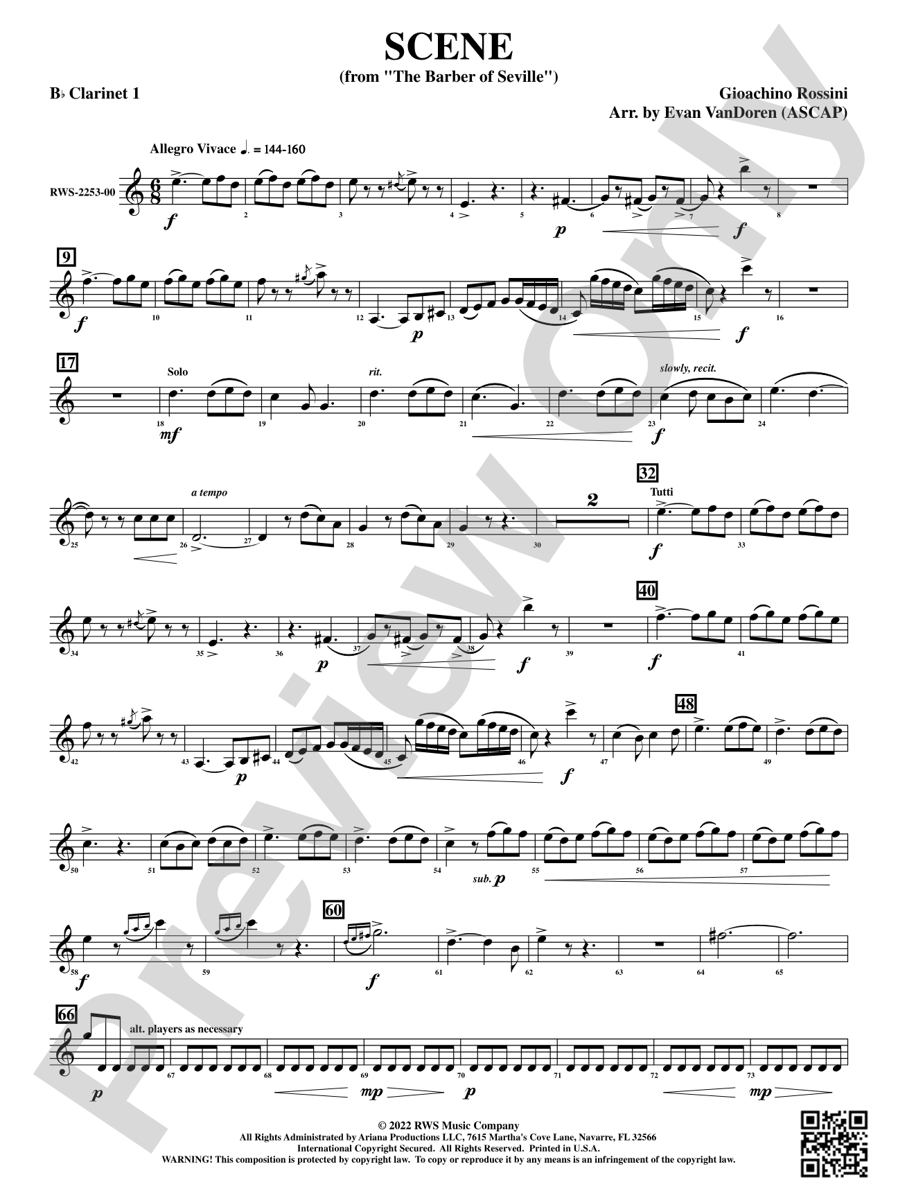 Scene - From <i>The Barber of Seville</i>: 1st B-flat Clarinet
