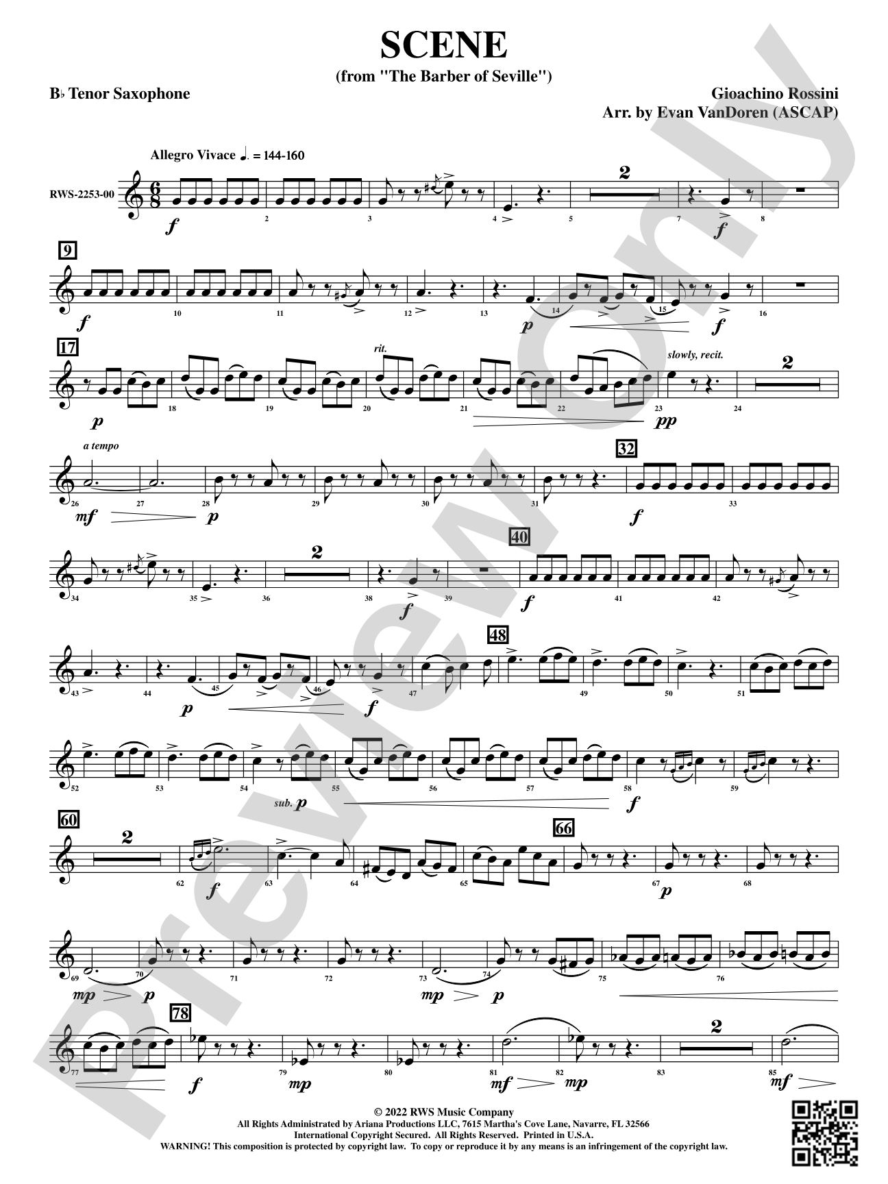 Scene - From <i>The Barber of Seville</i>: B-flat Tenor Saxophone