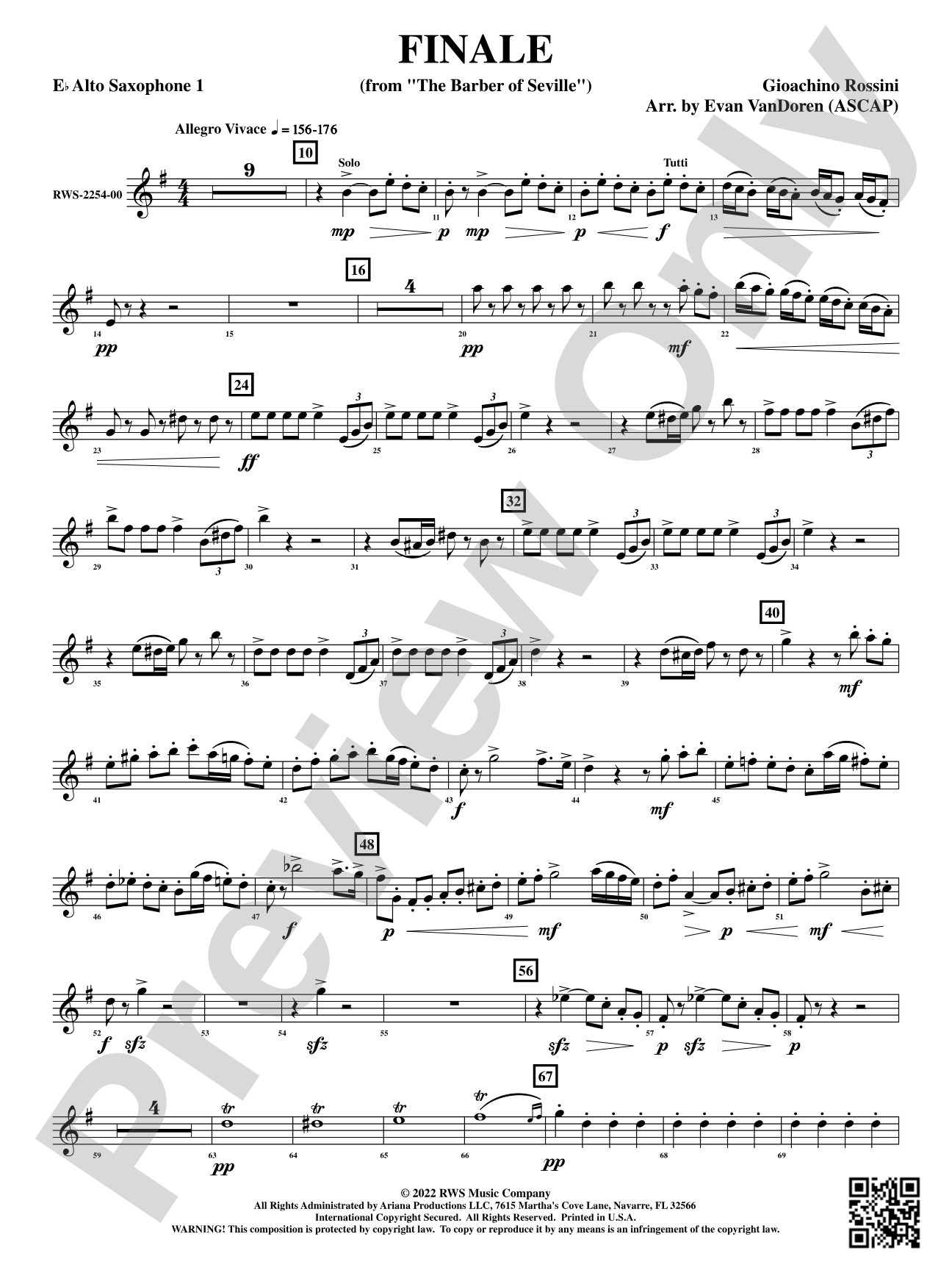 Finale - From <i>The Barber of Seville</i>: 1st E-flat Alto Saxophone