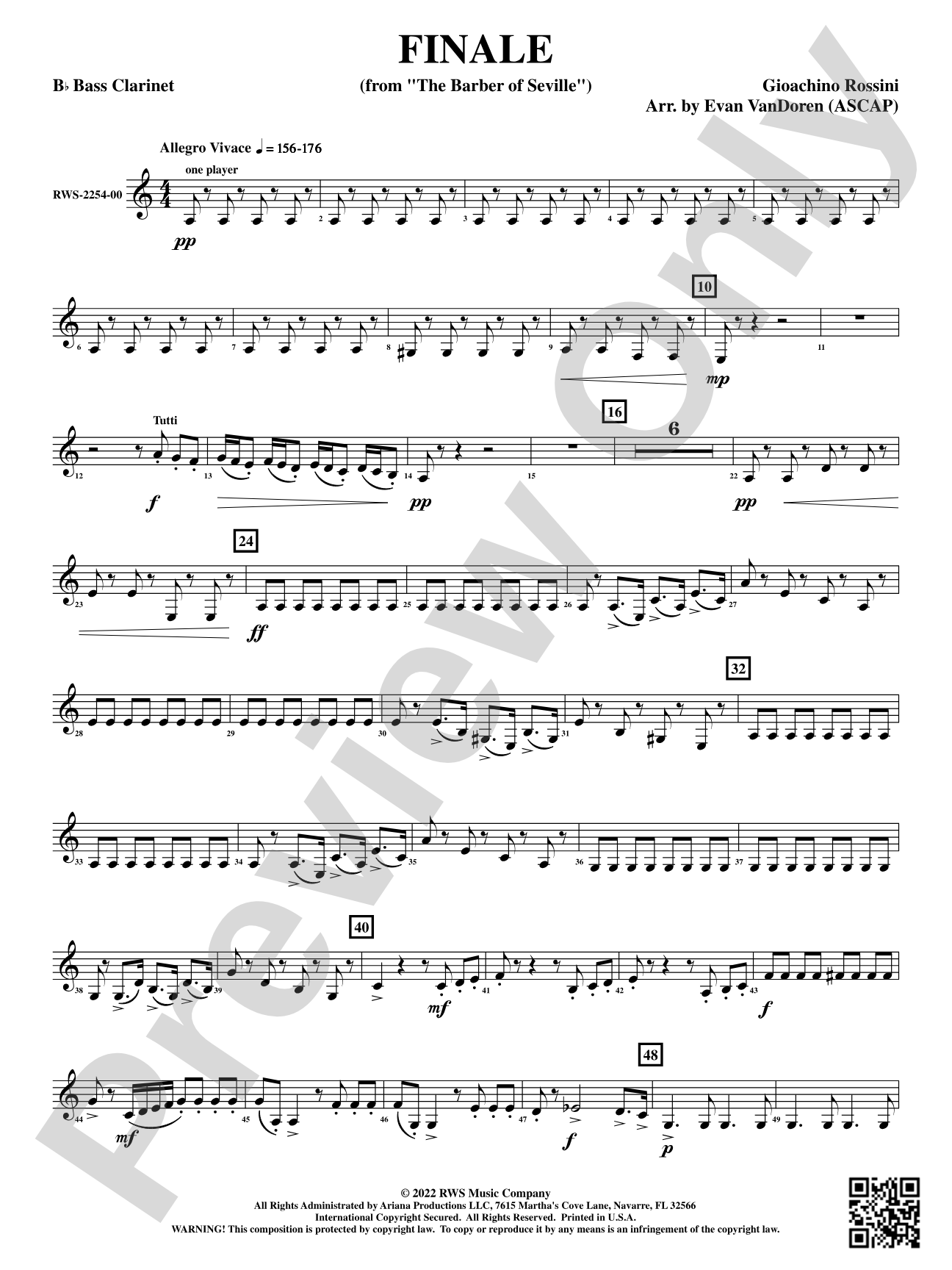 Finale - From <i>The Barber of Seville</i>: B-flat Bass Clarinet