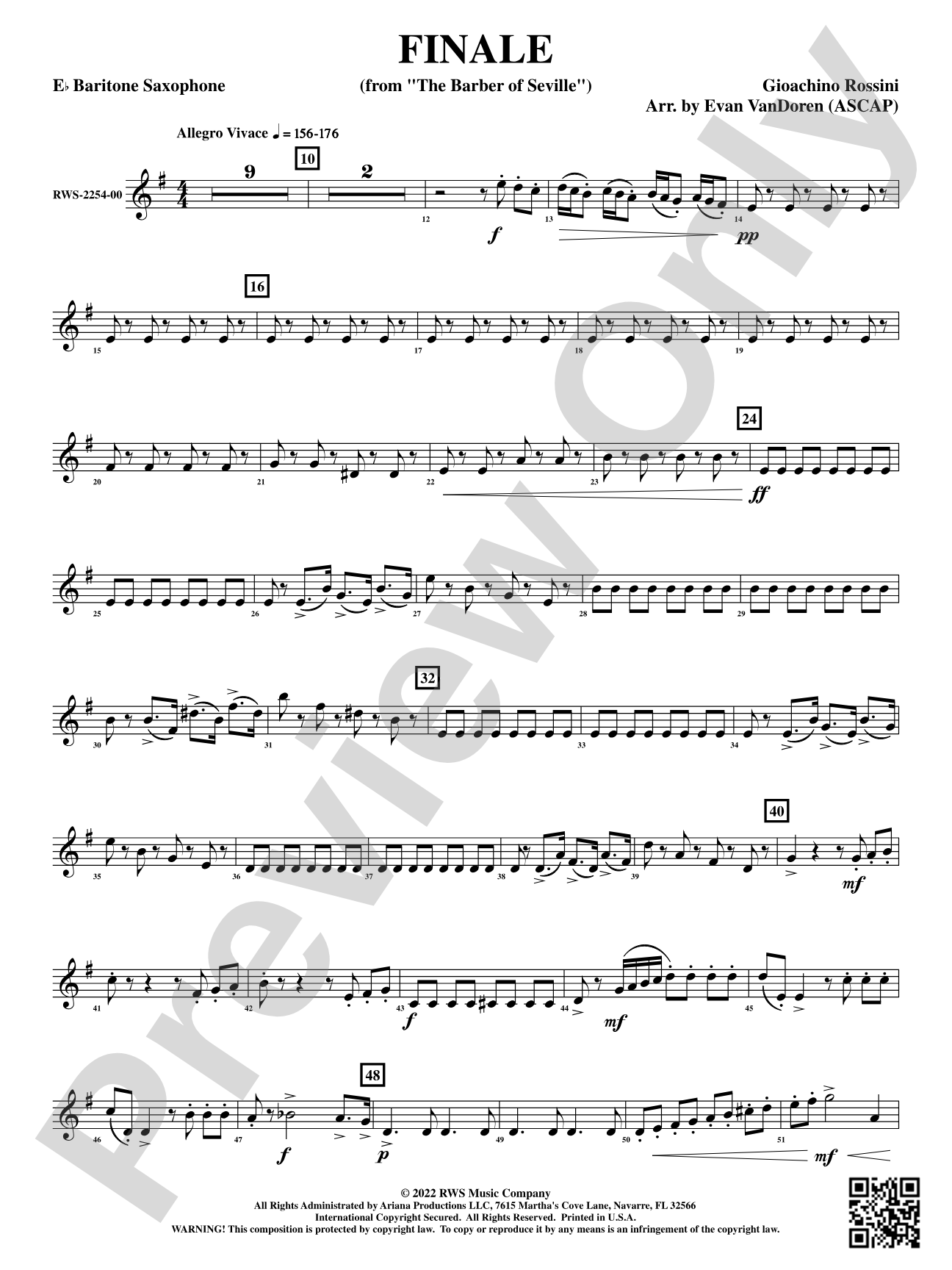 Finale - From <i>The Barber of Seville</i>: E-flat Baritone Saxophone