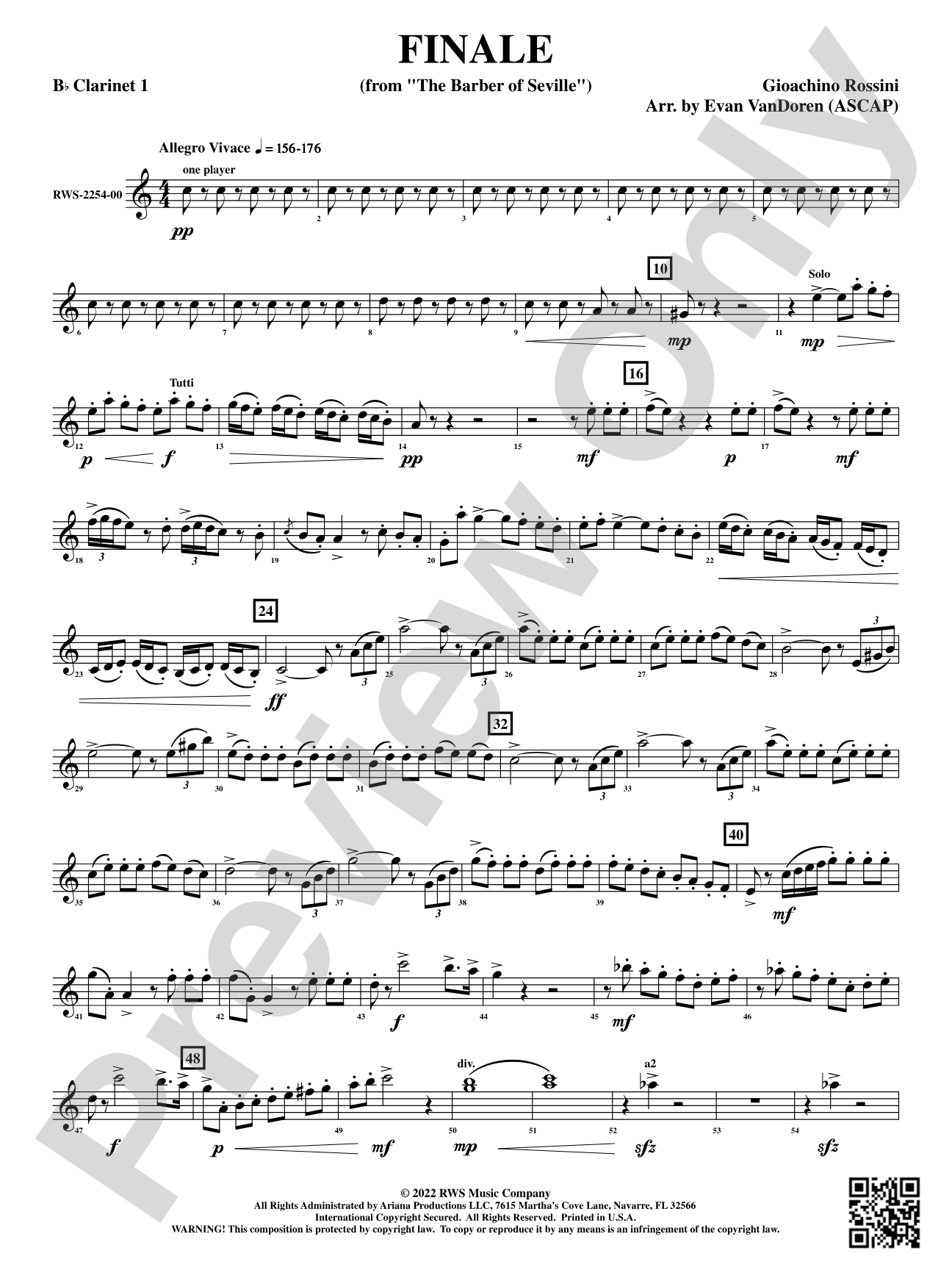Finale - From <i>The Barber of Seville</i>: 1st B-flat Clarinet