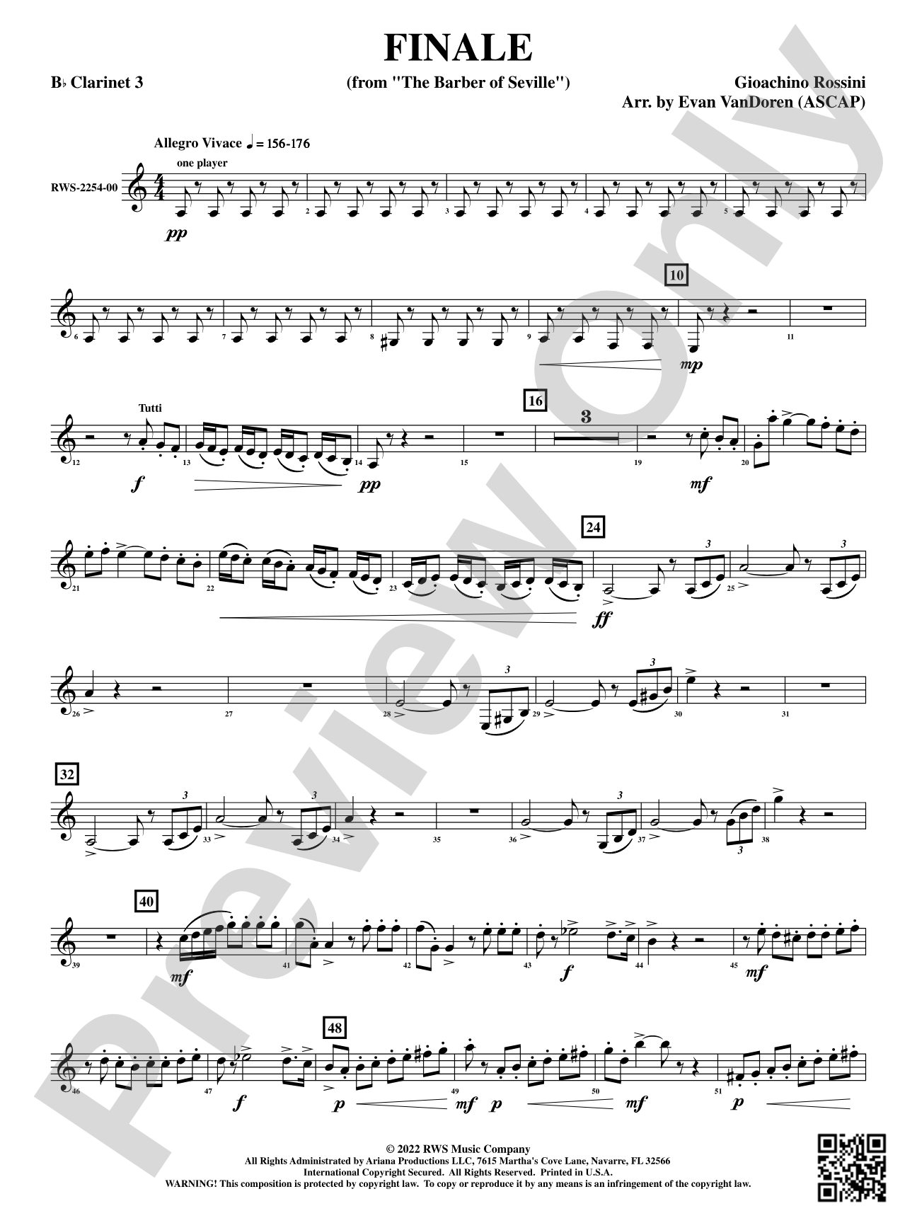 Finale - From <i>The Barber of Seville</i>: 3rd B-flat Clarinet