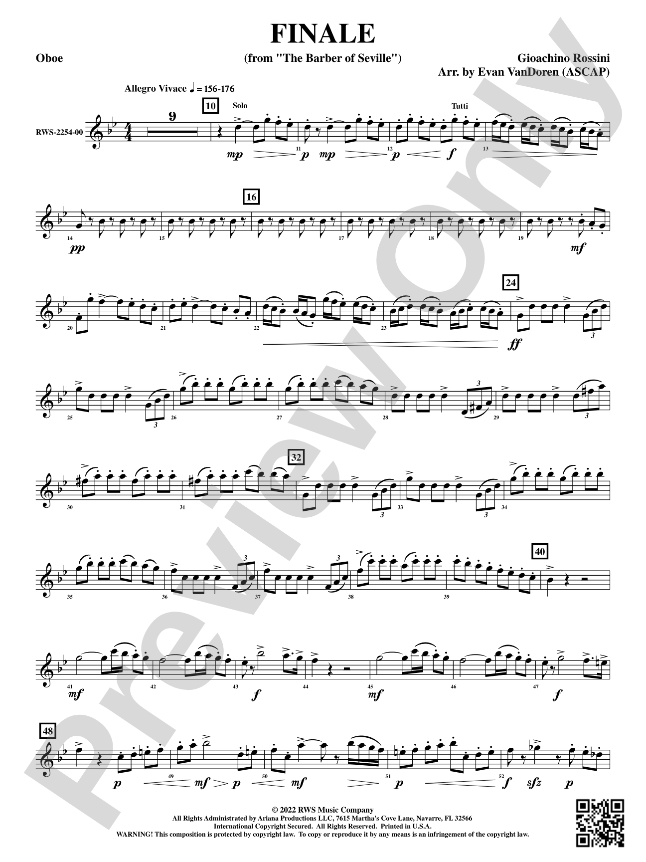 Finale - From <i>The Barber of Seville</i>: Oboe