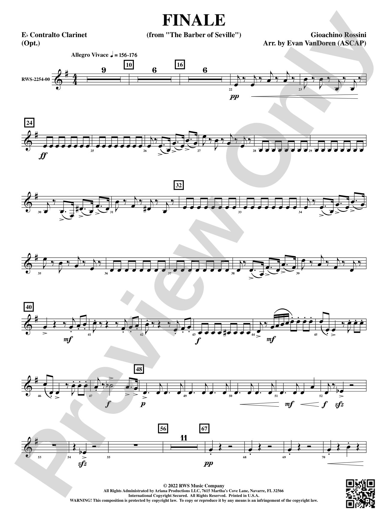 Finale - From <i>The Barber of Seville</i>: Optional E-flat Contra-Alto Clarinet