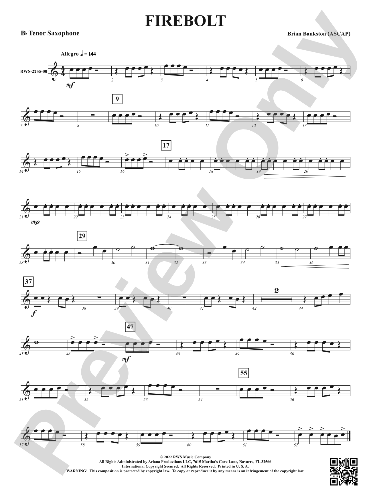 Firebolt: B-flat Tenor Saxophone