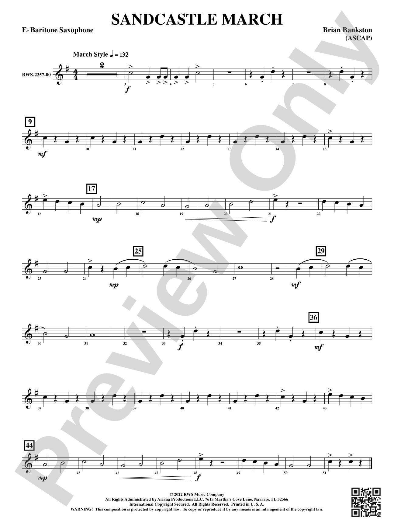 Sandcastle March: E-flat Baritone Saxophone