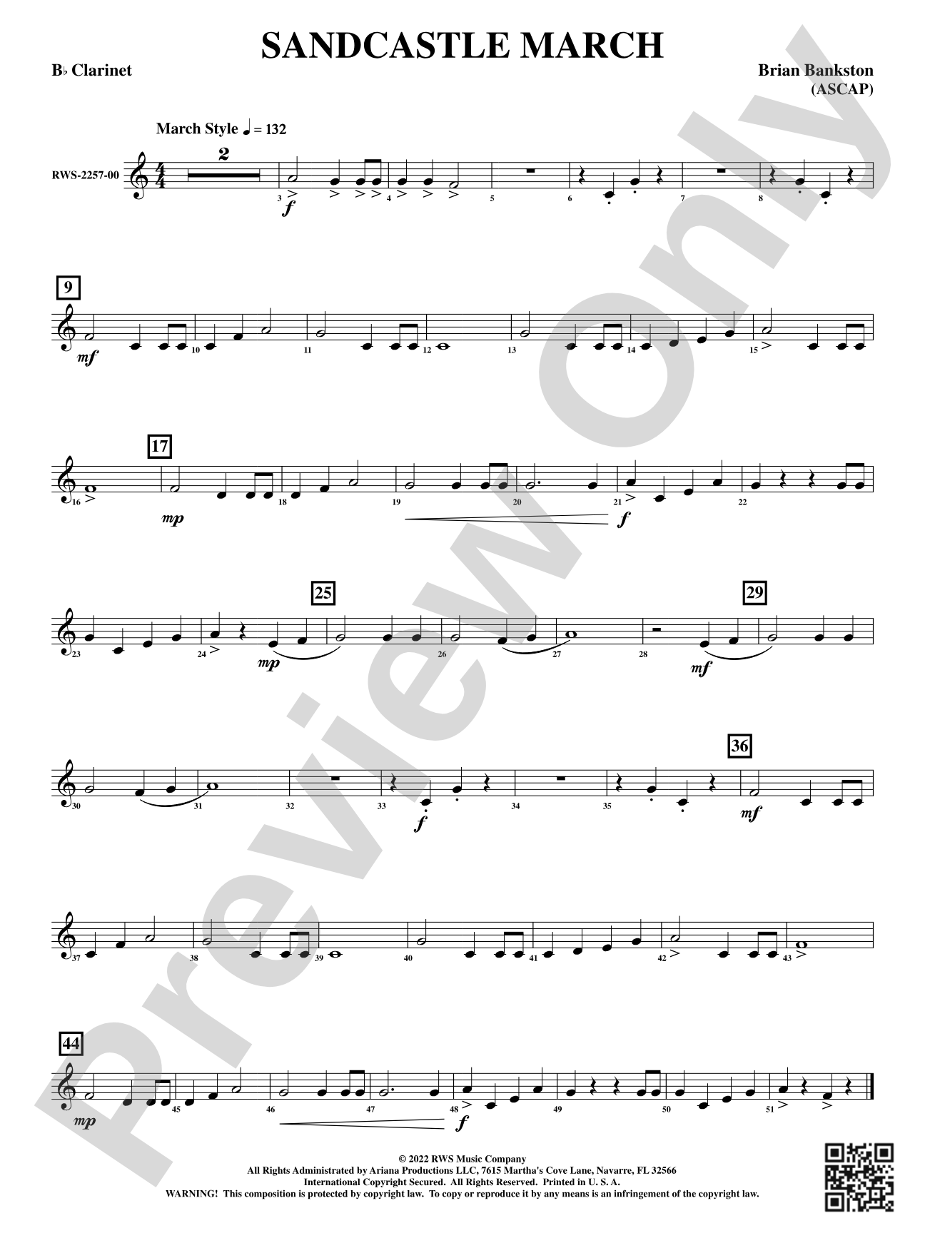 Sandcastle March: 1st B-flat Clarinet
