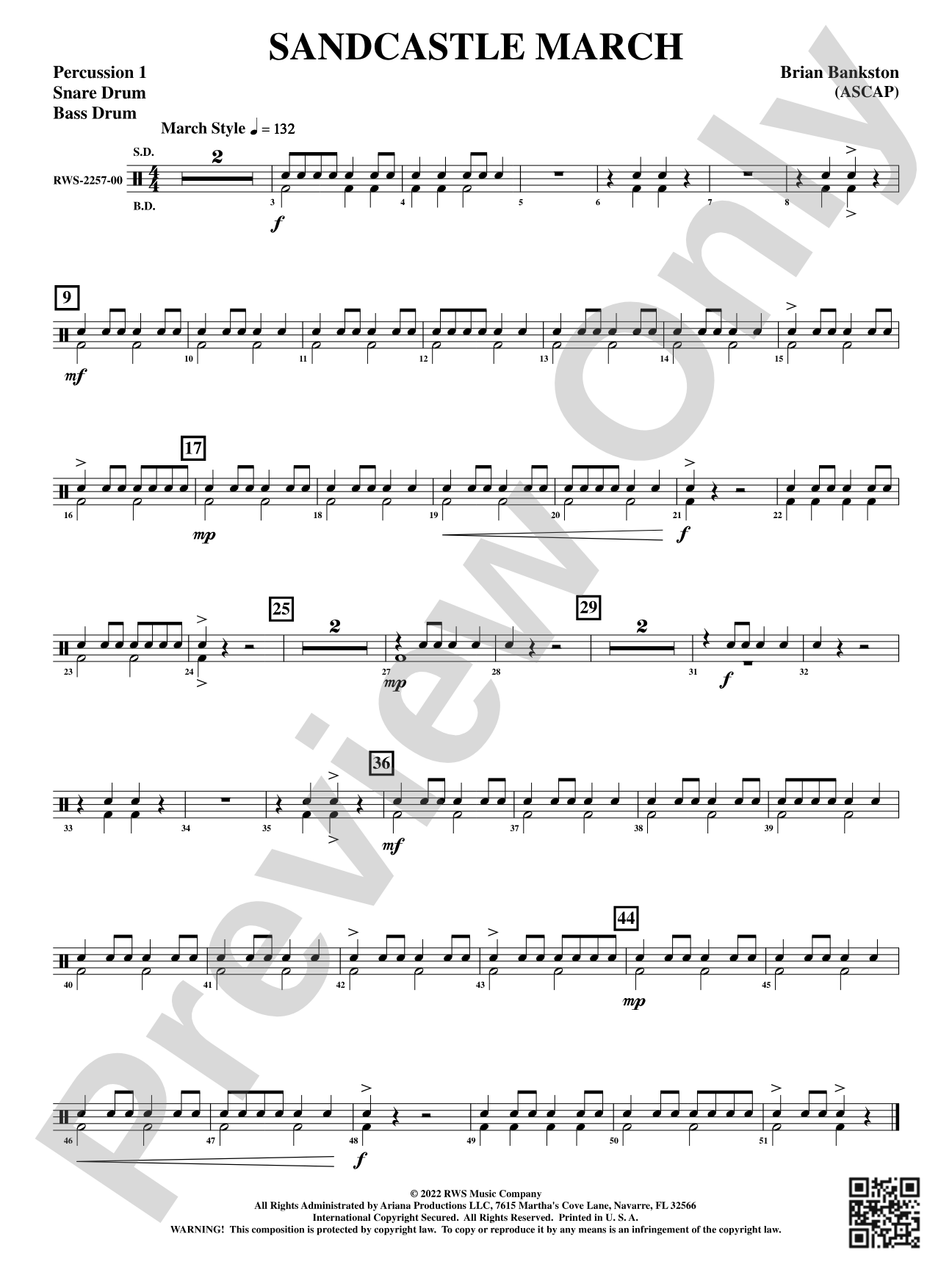 Sandcastle March: 1st Percussion