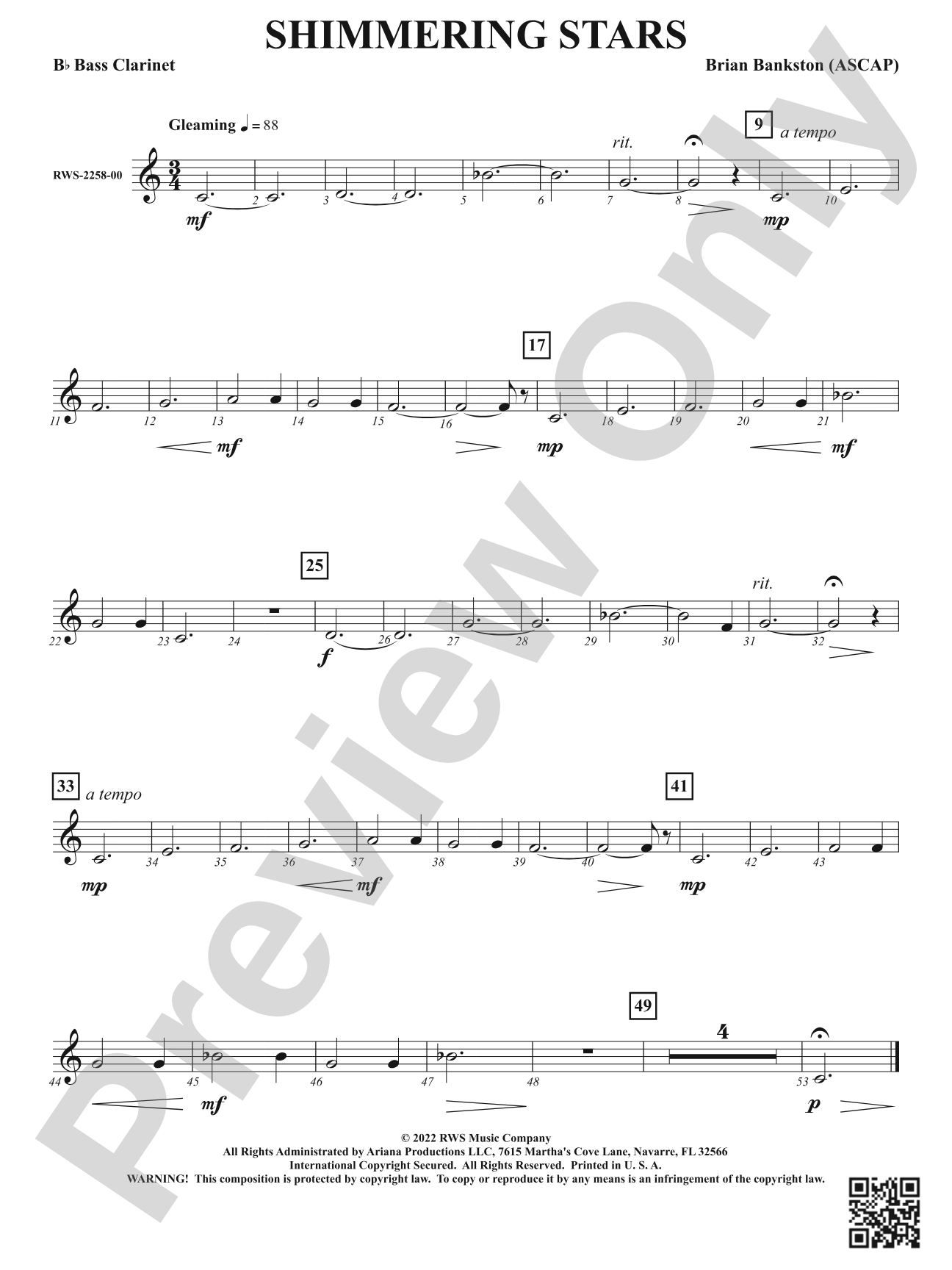 Shimmering Stars: B-flat Bass Clarinet
