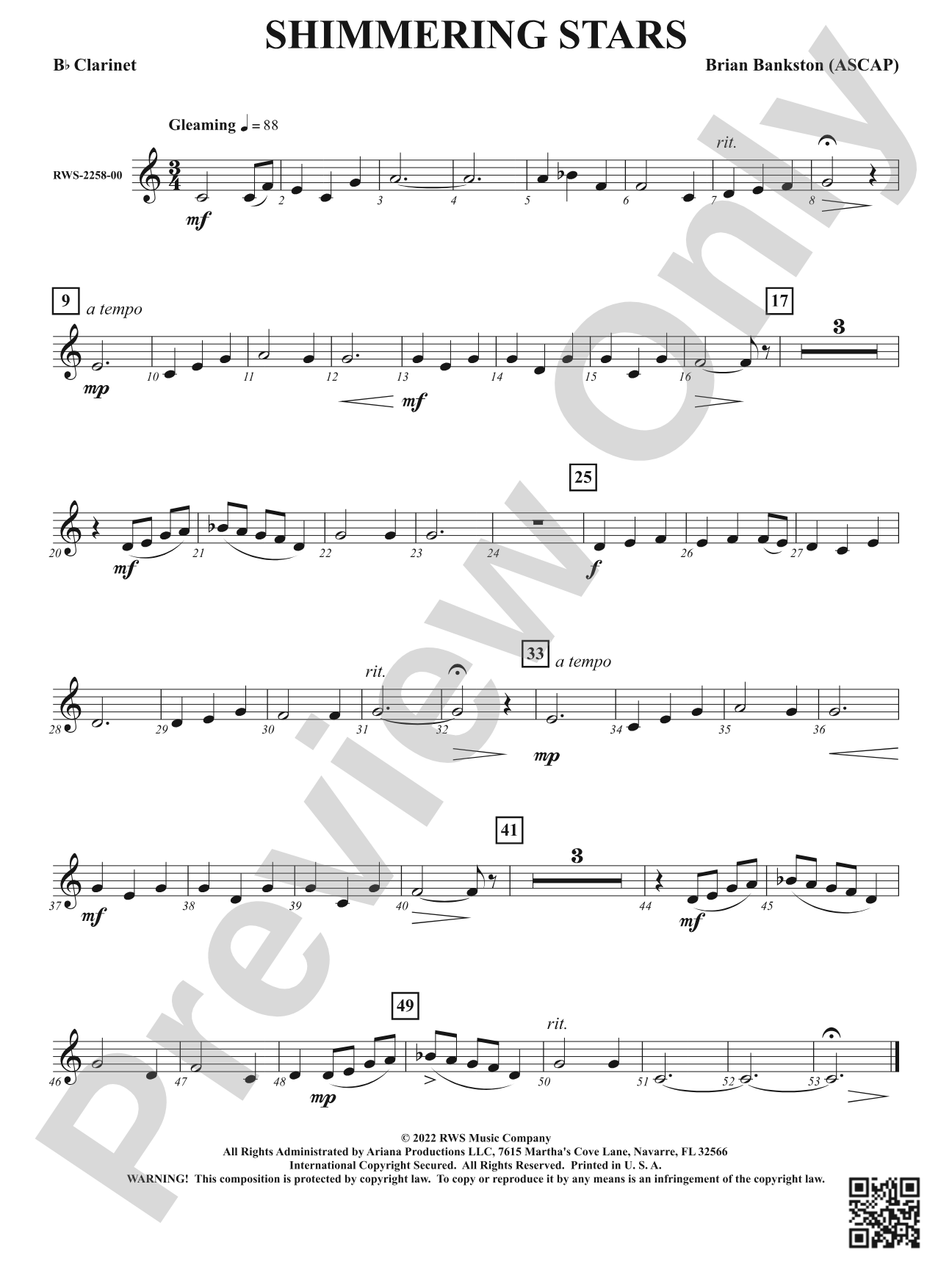 Shimmering Stars: 1st B-flat Clarinet