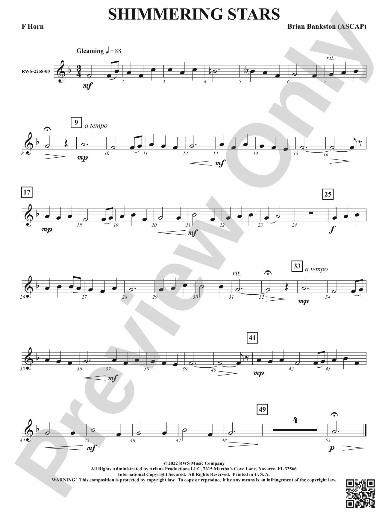 Shimmering Stars: 1st F Horn