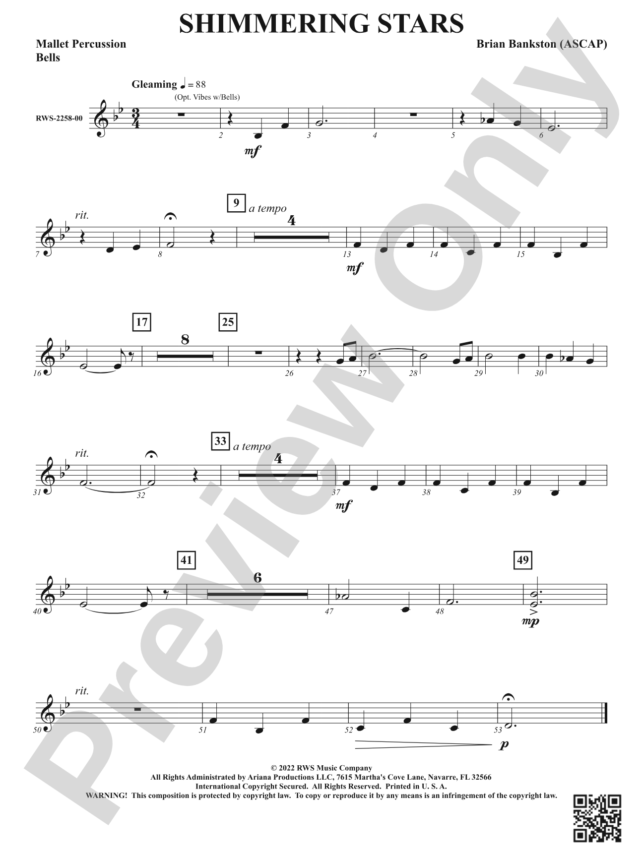 Shimmering Stars: 1st Mallet Percussion
