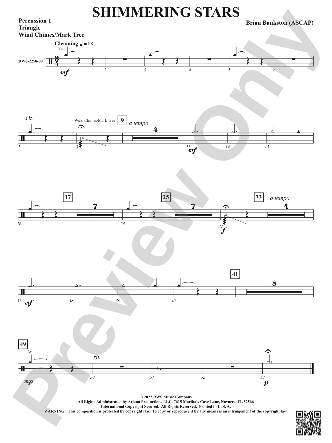 Shimmering Stars: 1st Percussion
