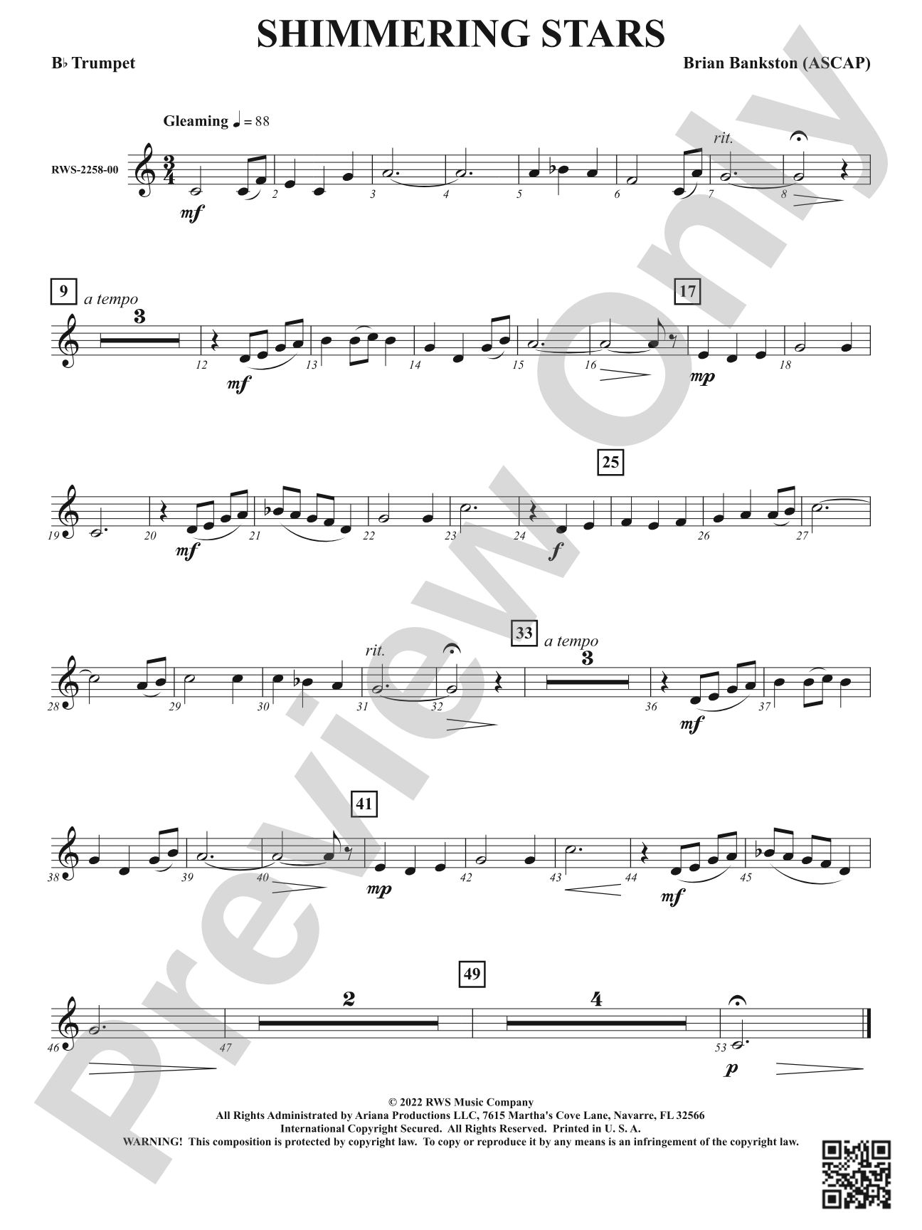 Shimmering Stars: 1st B-flat Trumpet
