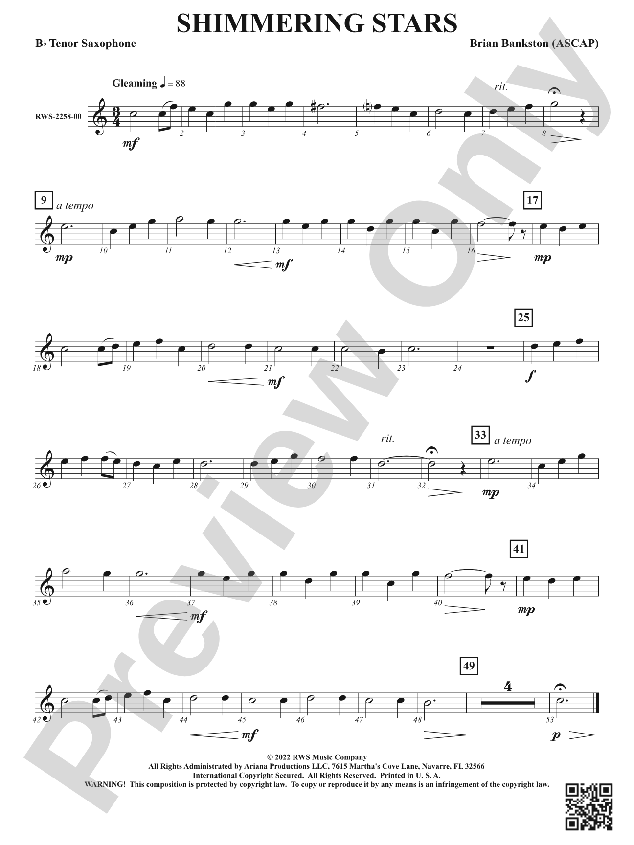 Shimmering Stars: B-flat Tenor Saxophone