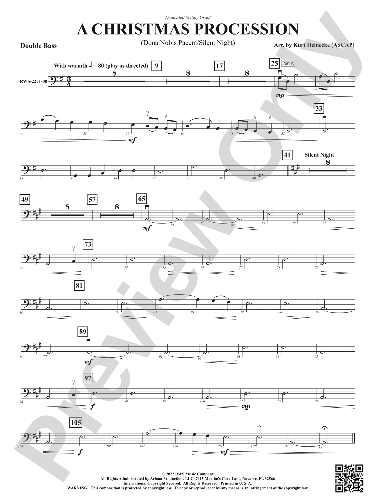 A Christmas Procession - Dona Nobis Pacem / Silent Night: String Bass