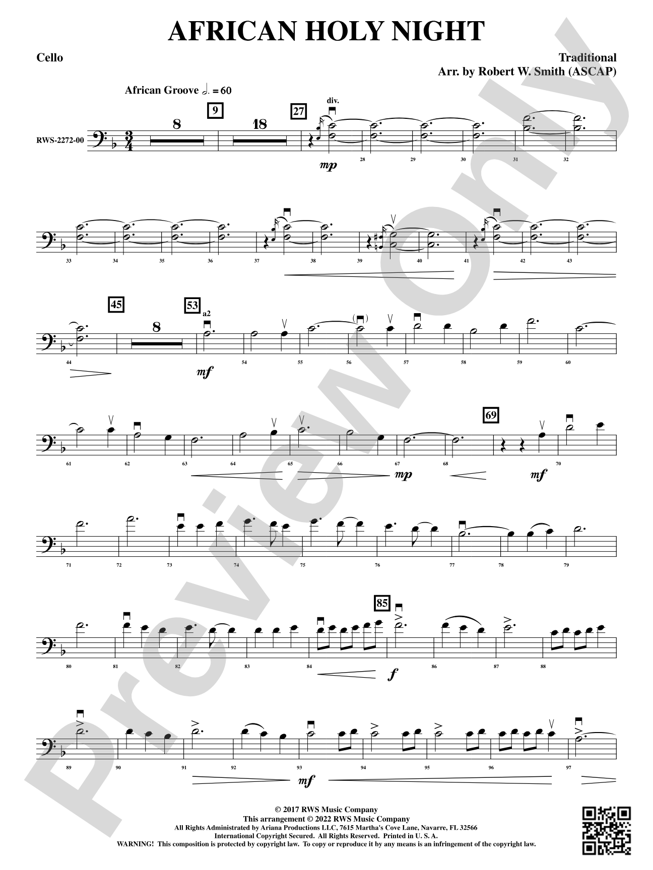 African Holy Night: Cello