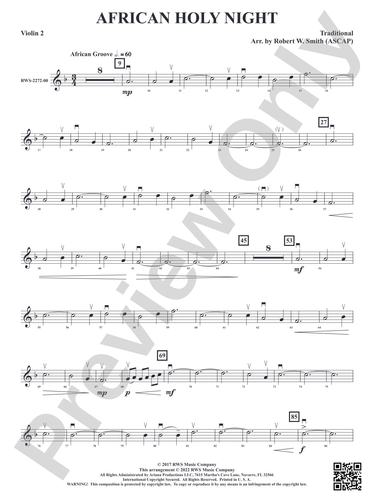 African Holy Night: 2nd Violin