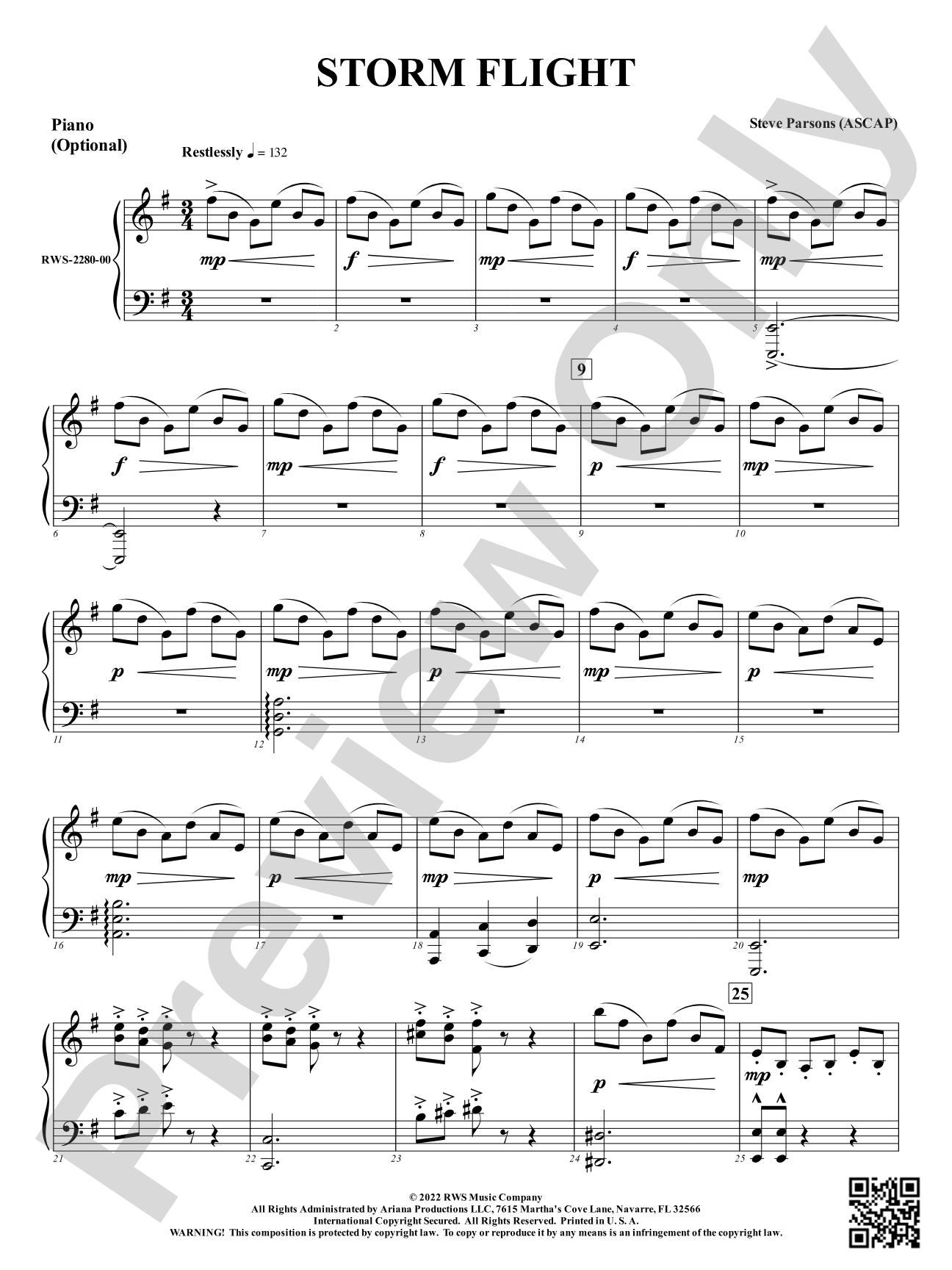 Storm Flight: Optional Piano