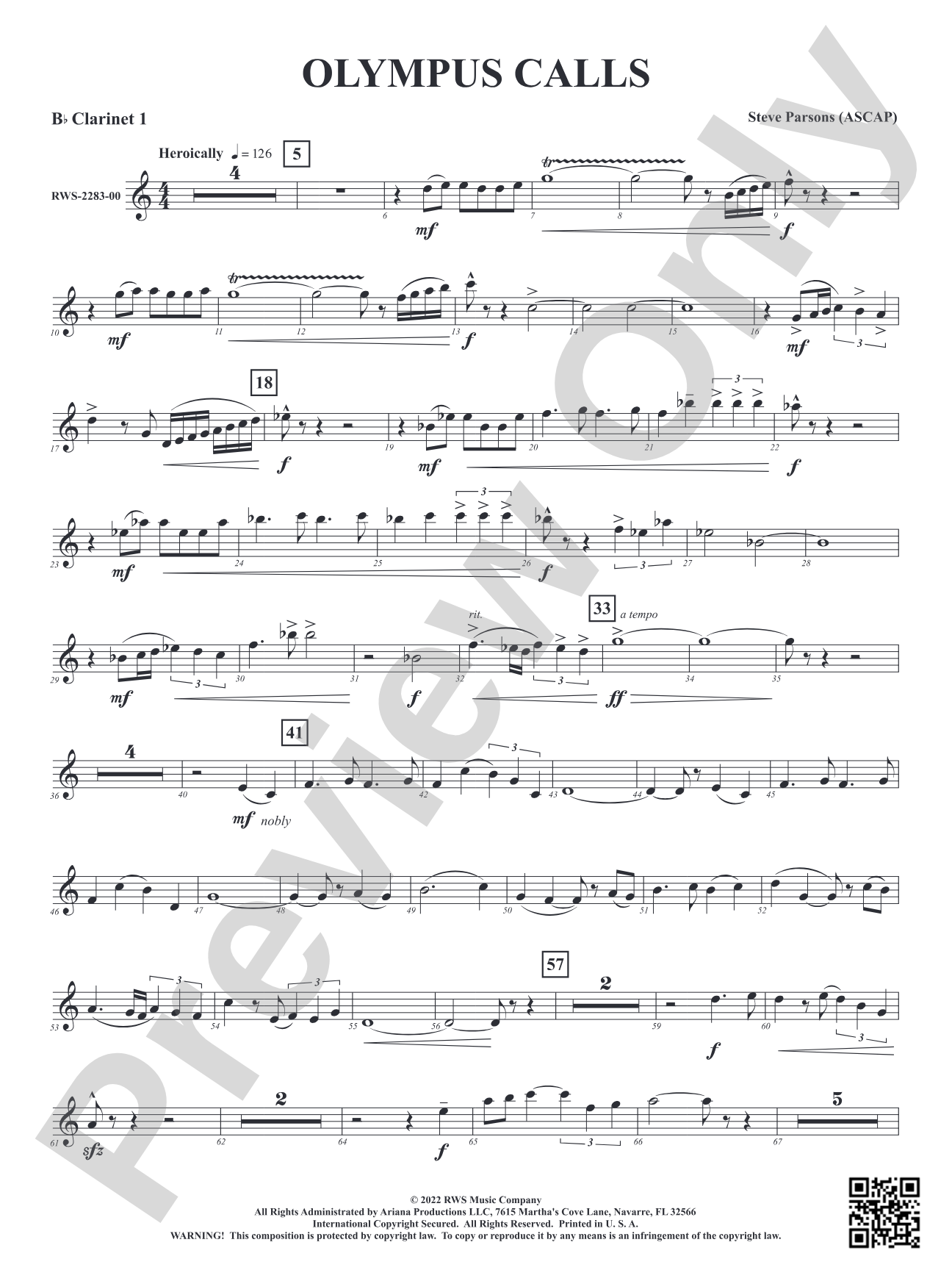 Olympus Calls: 1st B-flat Clarinet