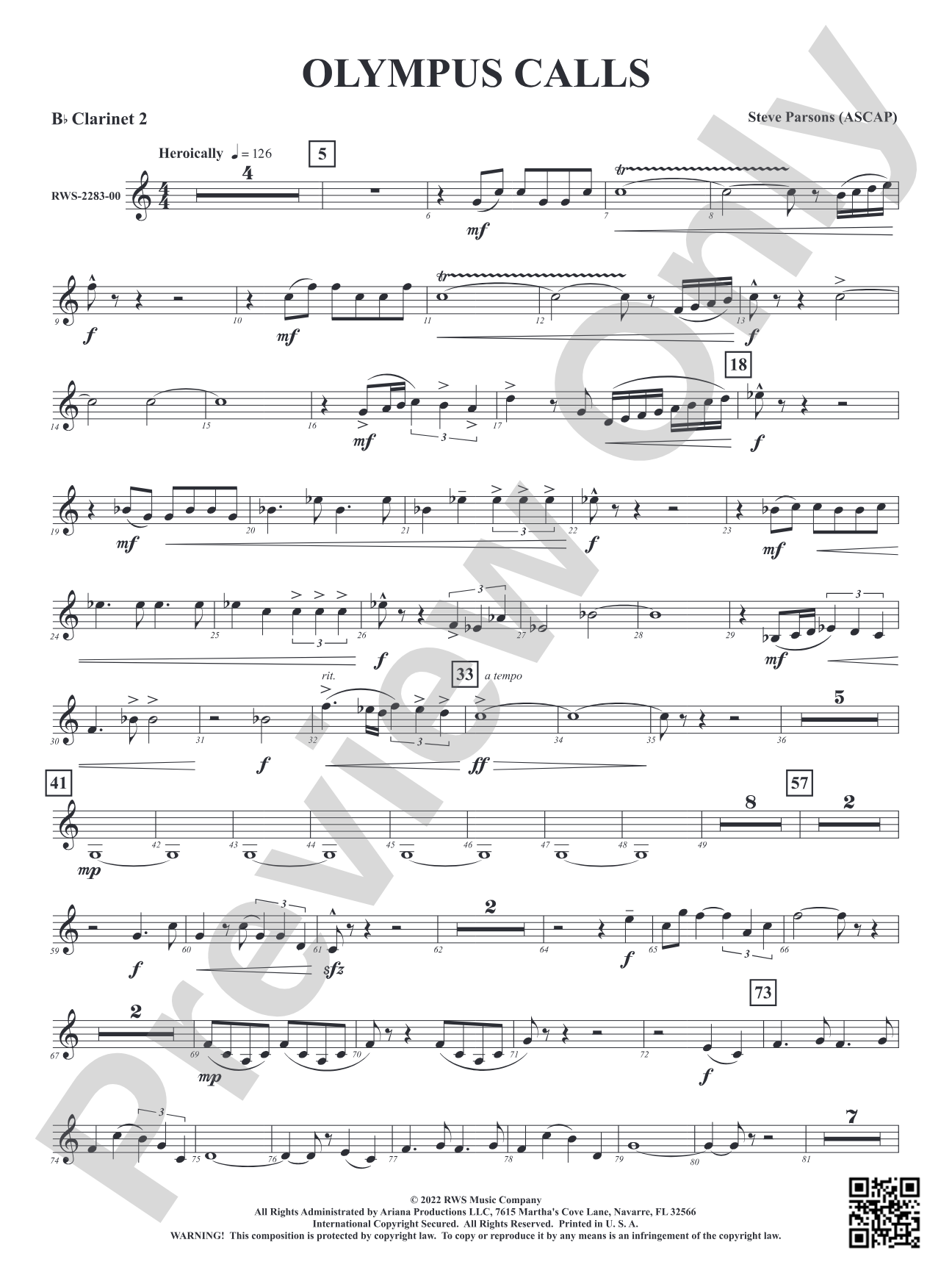 Olympus Calls: 2nd B-flat Clarinet