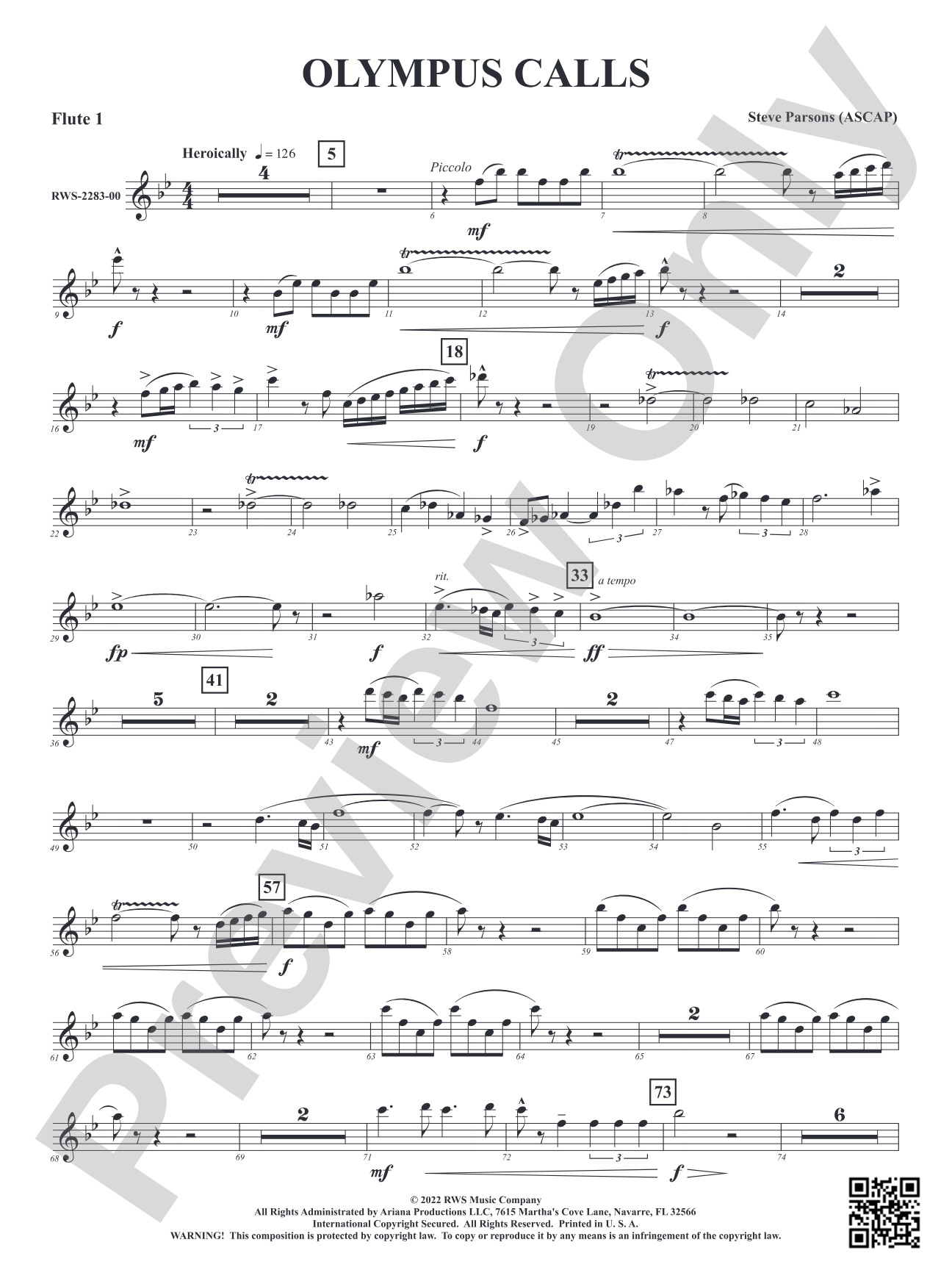 Olympus Calls: 1st Flute