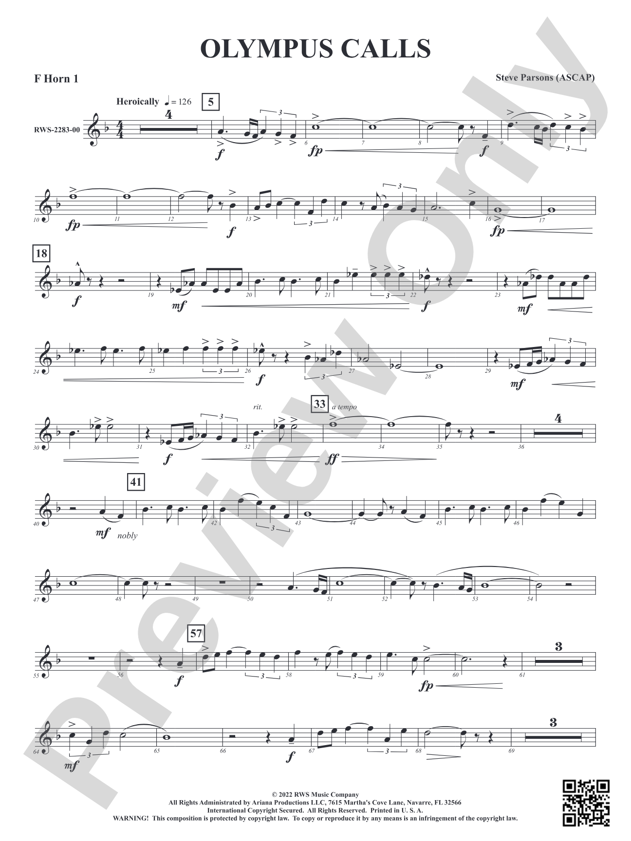 Olympus Calls: 1st F Horn